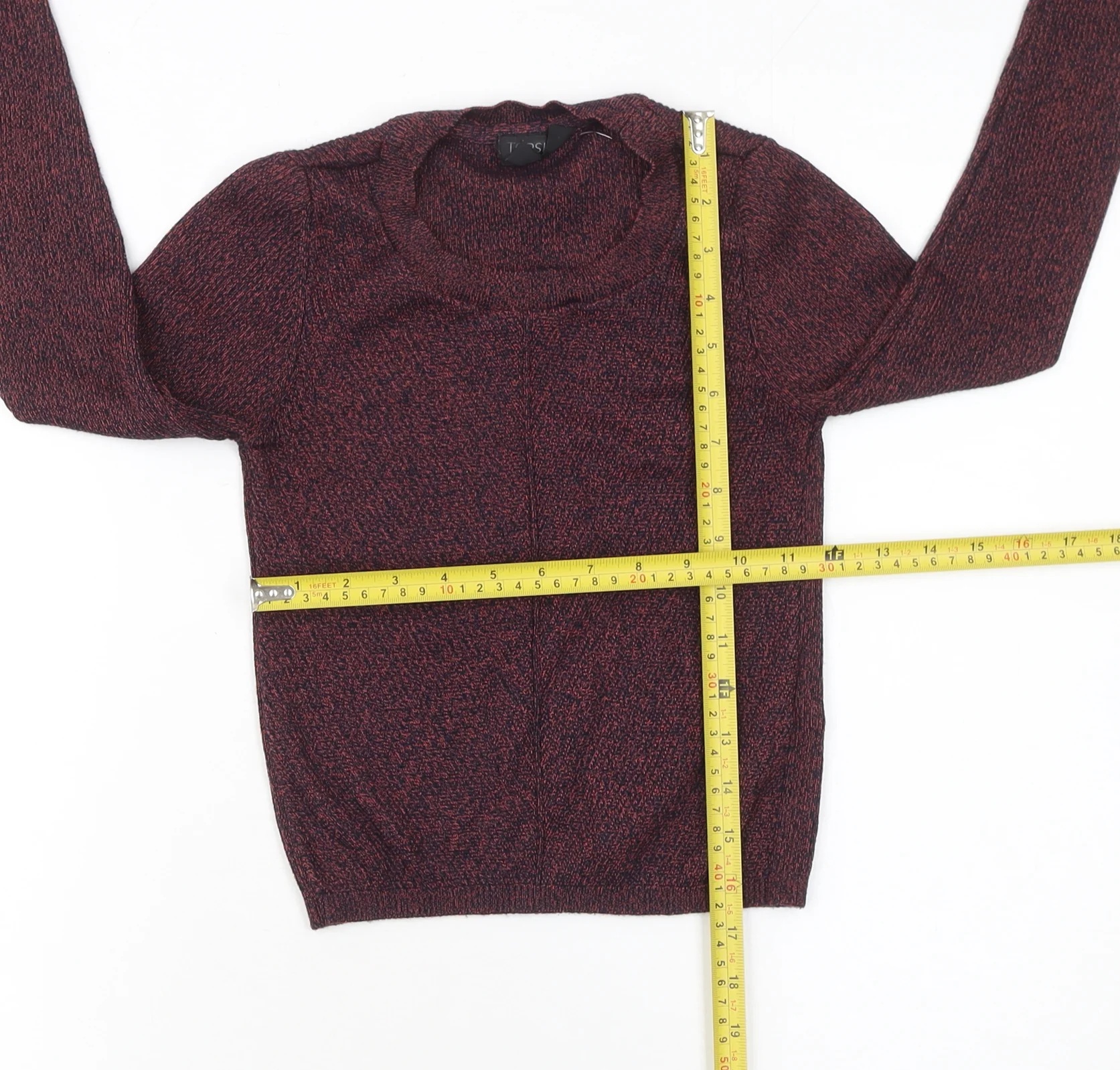 Topshop Womens Multicoloured Knit Long Sleeve Cropped Blouse Size 8 - Image 2