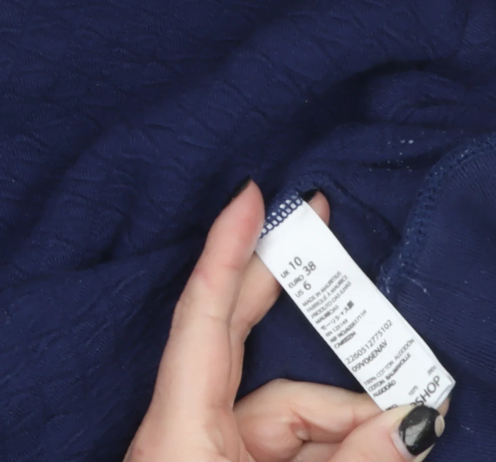 Topshop Women's Navy Blue Crew Neck Long Sleeve Pullover Sweatshirt UK 10 - Image 4