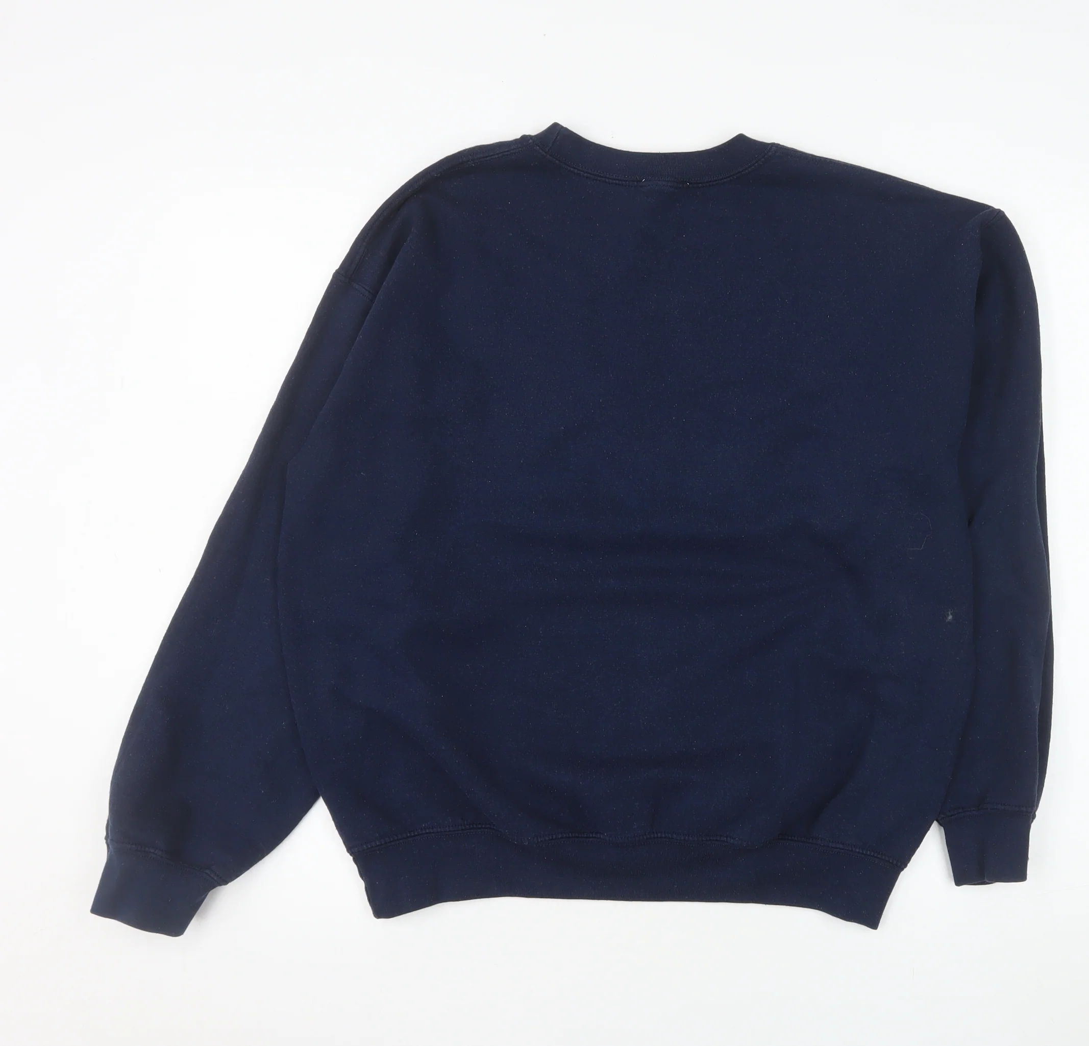 Topshop Women's Navy Pullover Sweatshirt M Alaska Embroidered Crew Neck - Image 3