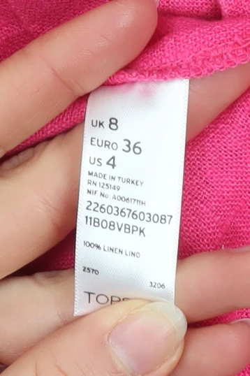 Topshop Women's Pink Linen Blazer Jacket UK 8 3/4 Sleeve - Image 5