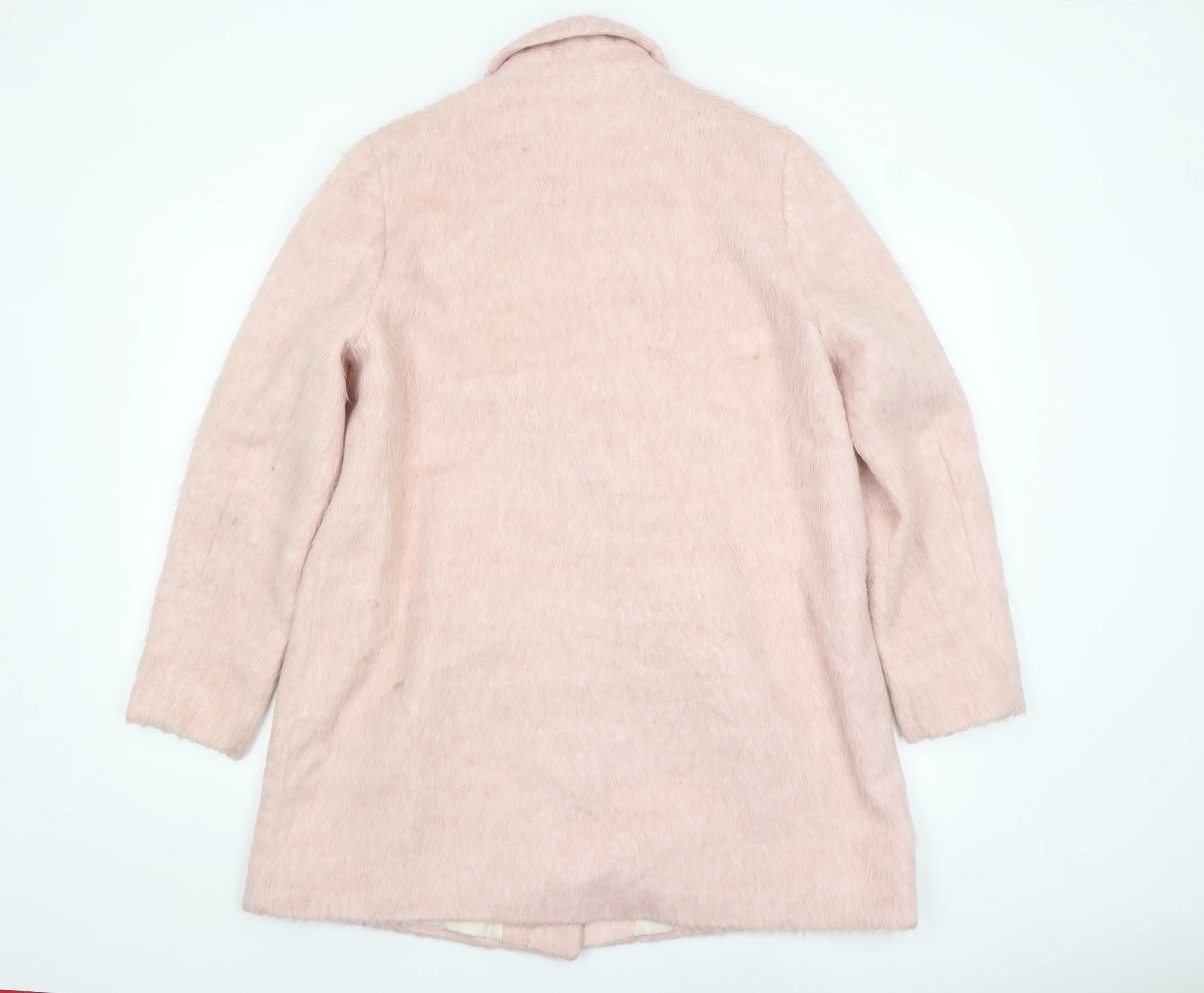 Topshop Womens Pink Long Sleeve Mid-Length Wool Blend Overcoat UK 12 - Image 3