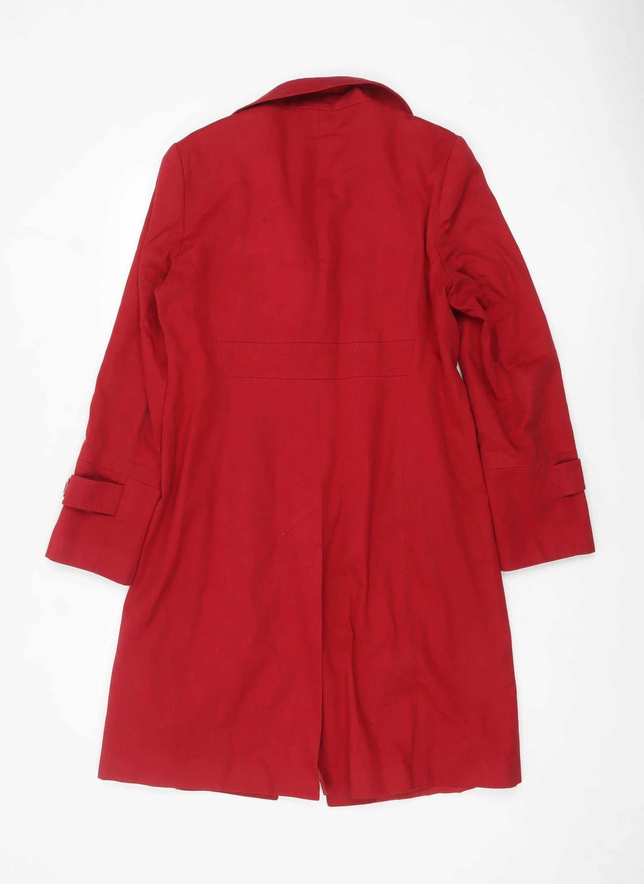 Topshop Women's Red Cotton Mid-Length Trench Coat Size 12 - Image 3