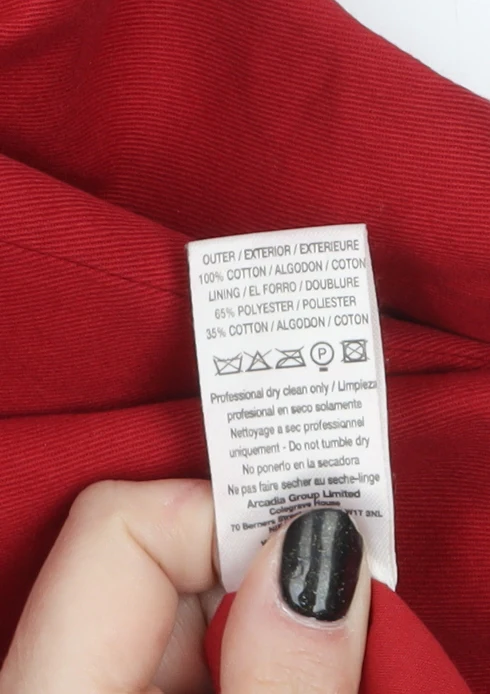 Topshop Women's Red Cotton Mid-Length Trench Coat Size 12 - Image 5