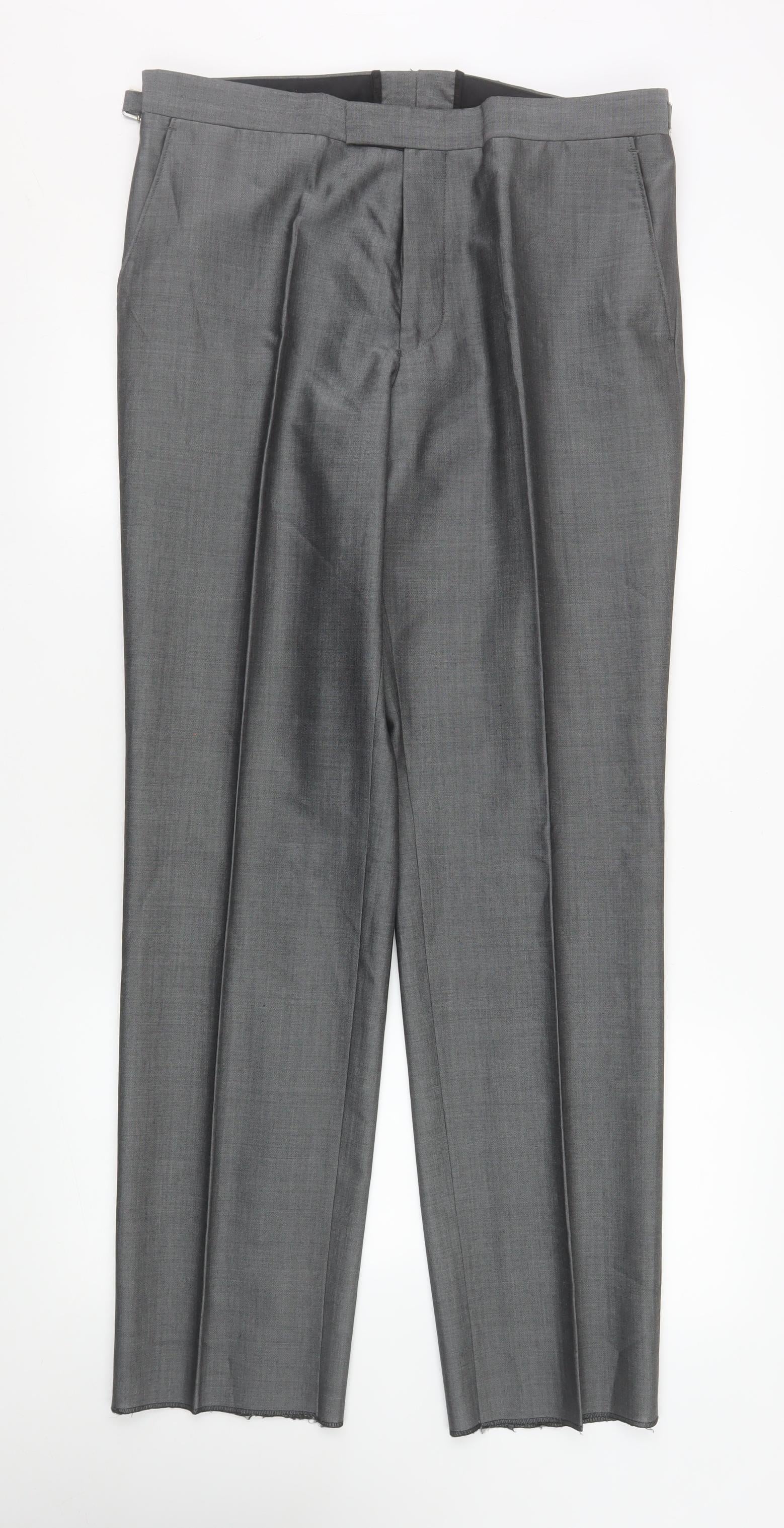 Torre Cerimonia Men's Grey 34R Dress Pants Wool Mohair Blend Formal Trousers