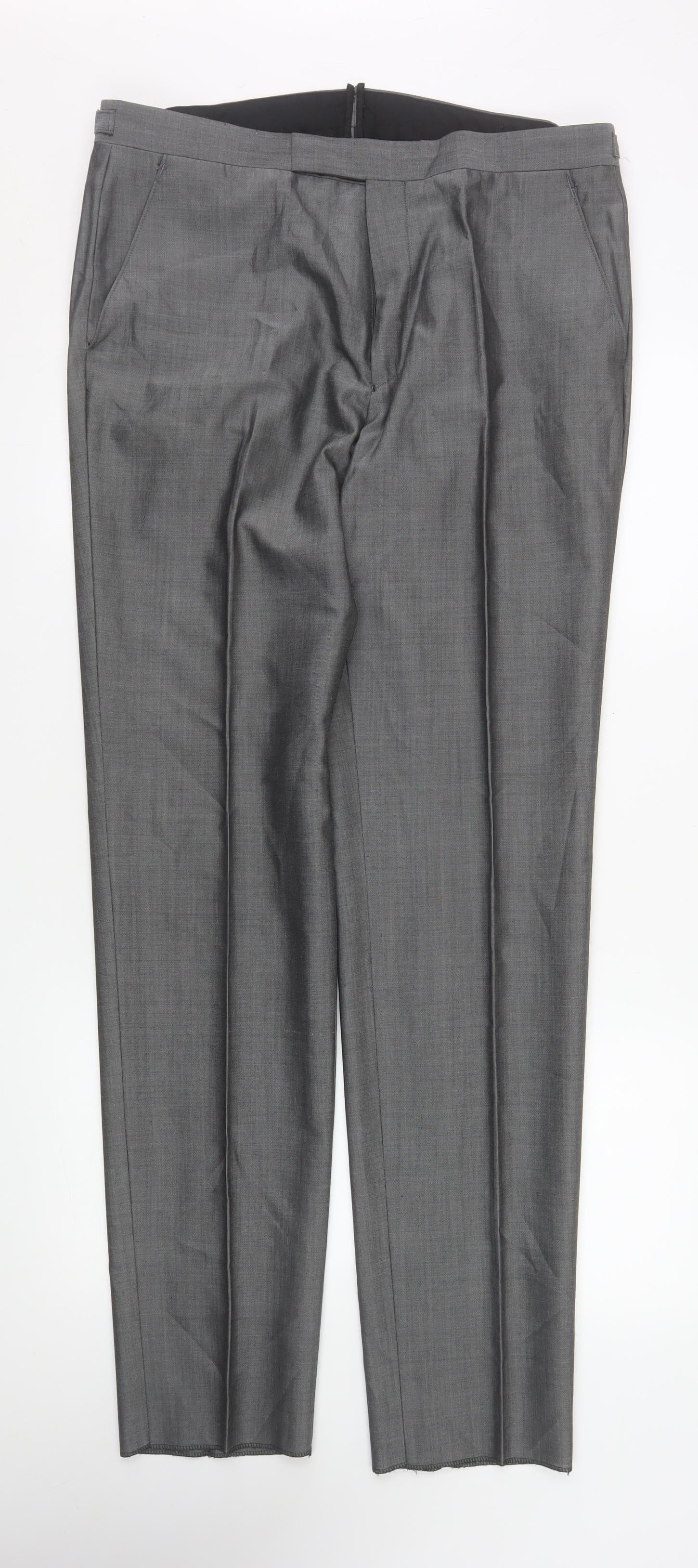 Torre Cerimonia Men's Grey Wool Blend Dress Pants Size 34L
