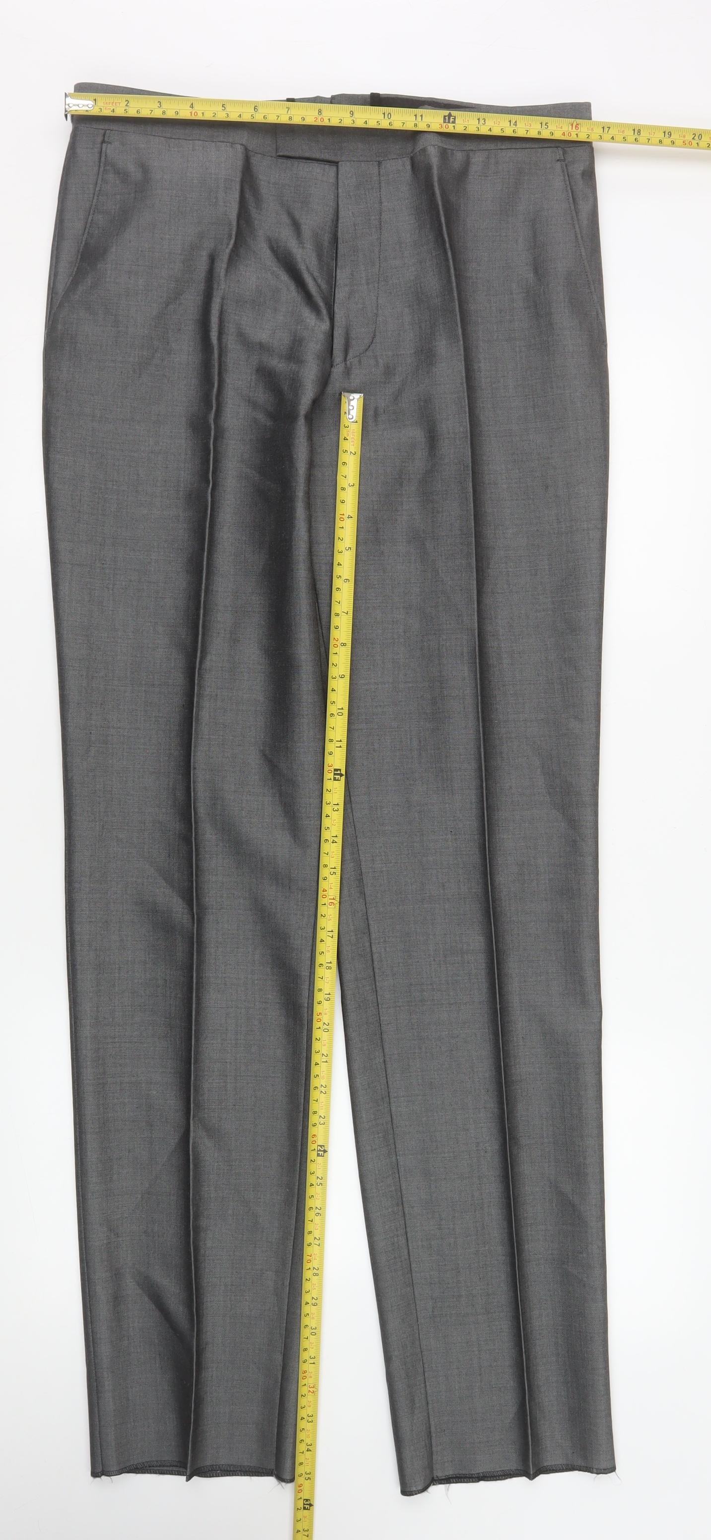 Torre Formal Wear Men's Grey 34L Pleated Dress Trousers - Image 2