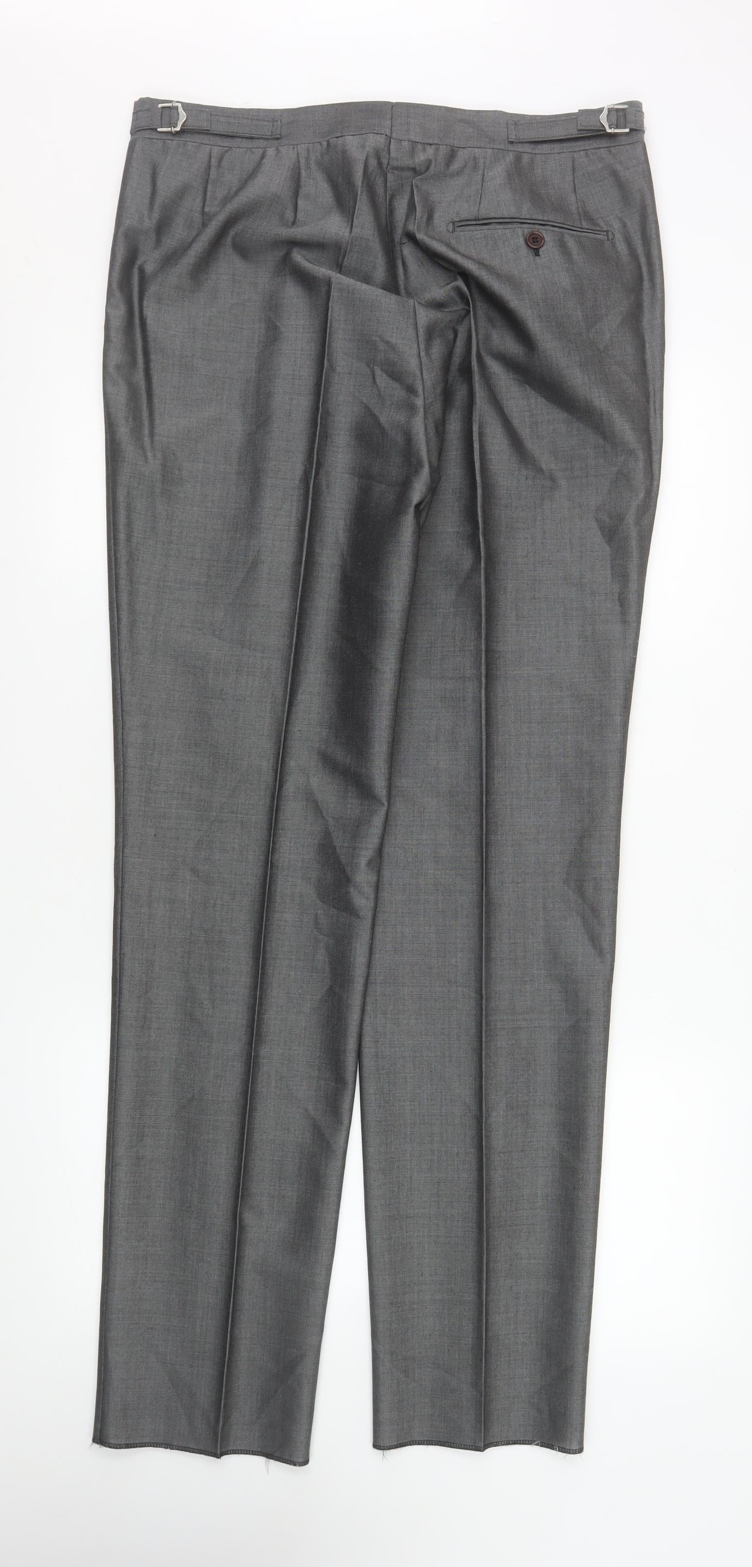 Torre Formal Wear Men's Grey 34L Pleated Dress Trousers - Image 3