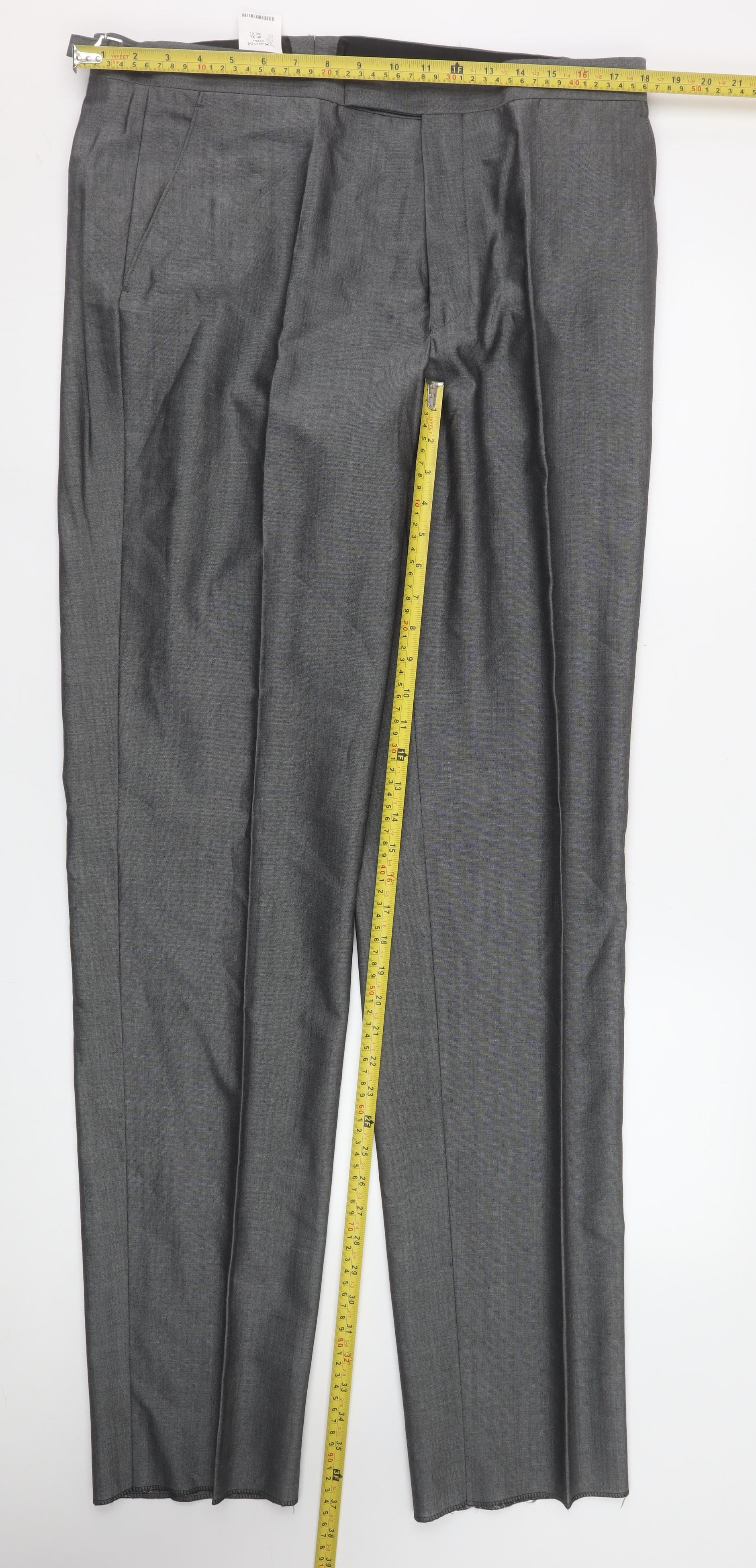 Torre Men Grey XL Formal Dress Pants Wool Mohair Blend Pleated Trousers - Image 2