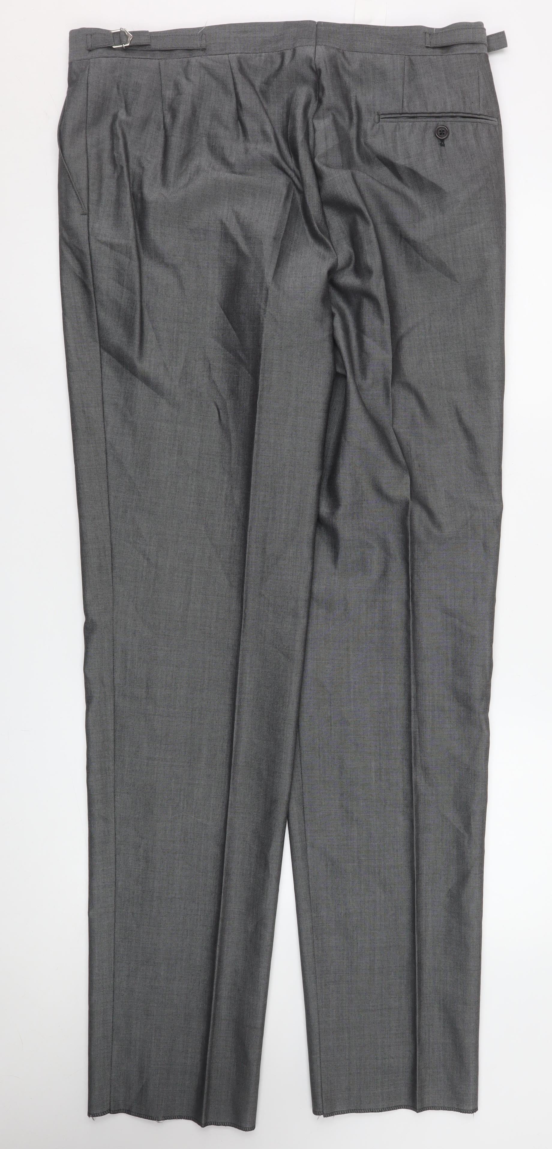 Torre Men Grey XL Formal Dress Pants Wool Mohair Blend Pleated Trousers - Image 3