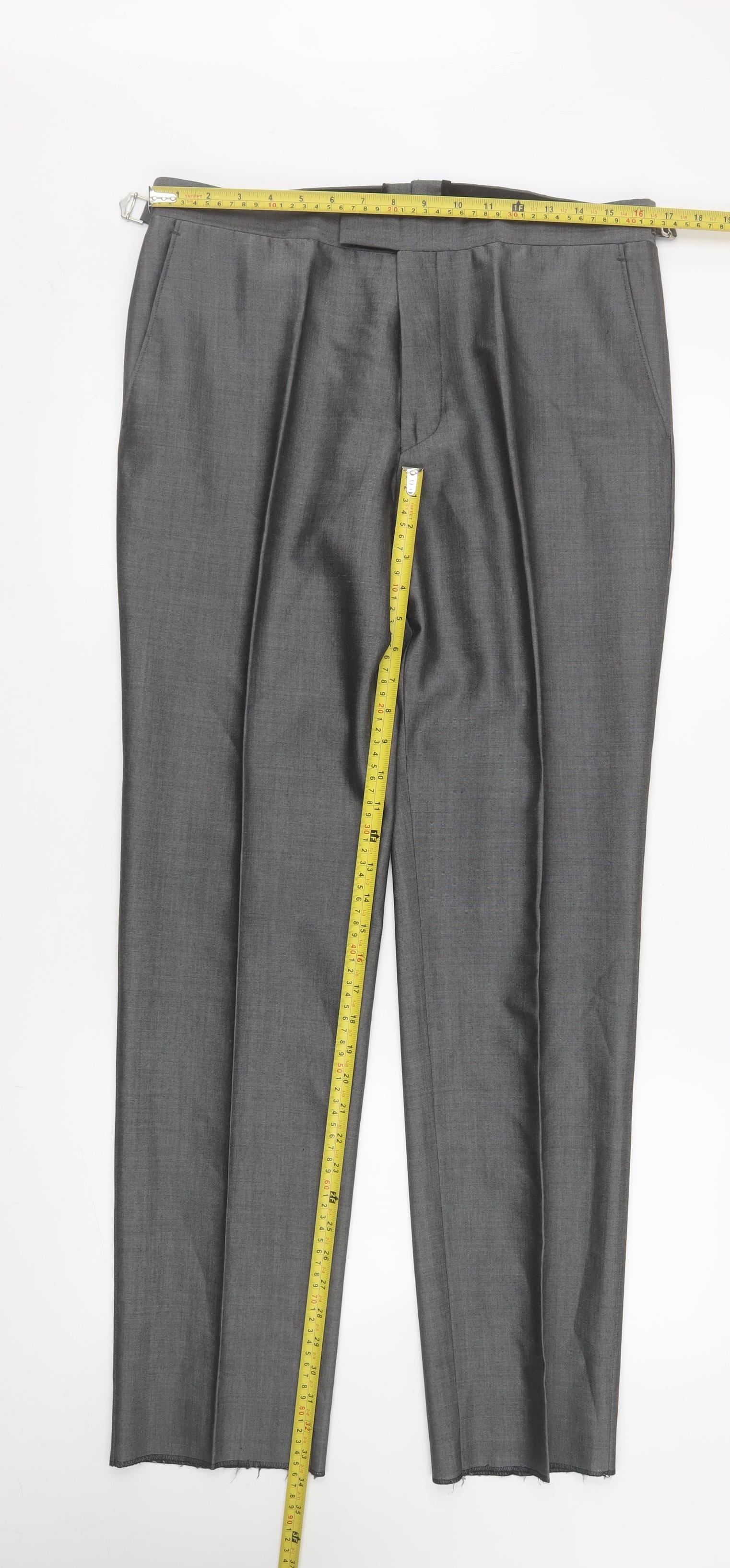 Torre Men’s Grey Formal Dress Trousers 34R Wool Mohair Blend - Image 2