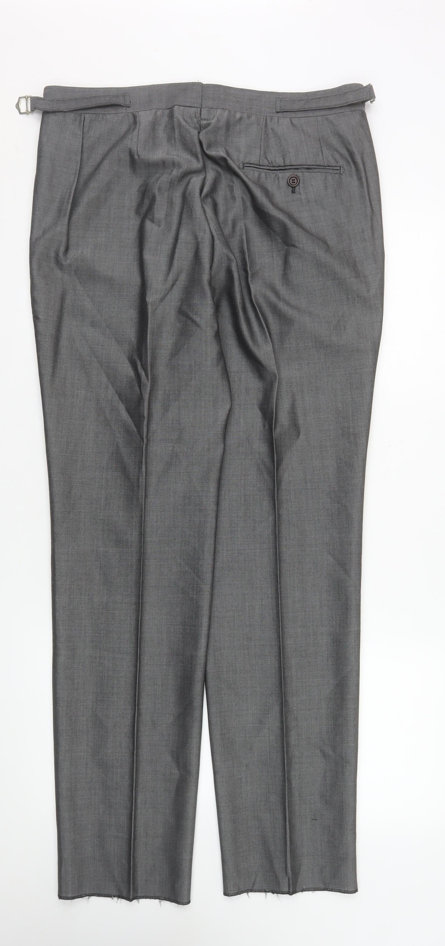 Torre Men’s Grey Formal Dress Trousers 34R Wool Mohair Blend - Image 3