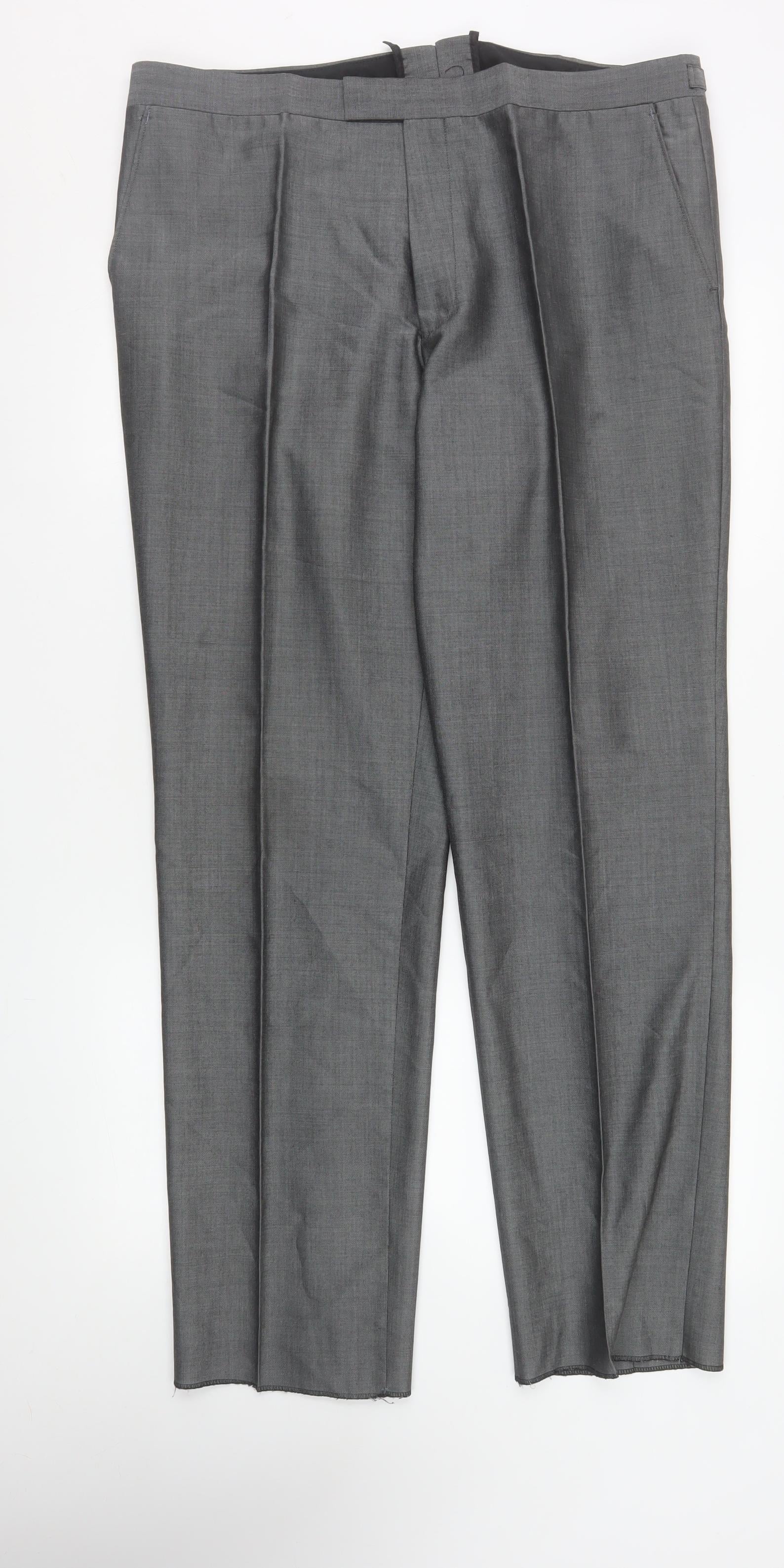 Torre Men’s Grey Wool Blend Pleated Dress Trousers 38R Formal Wedding