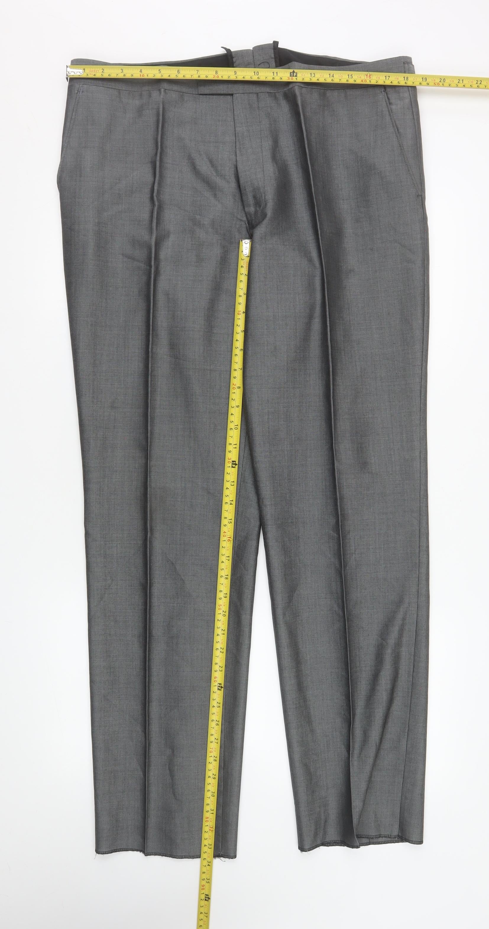 Torre Men’s Grey Wool Blend Pleated Dress Trousers 38R Formal Wedding - Image 2