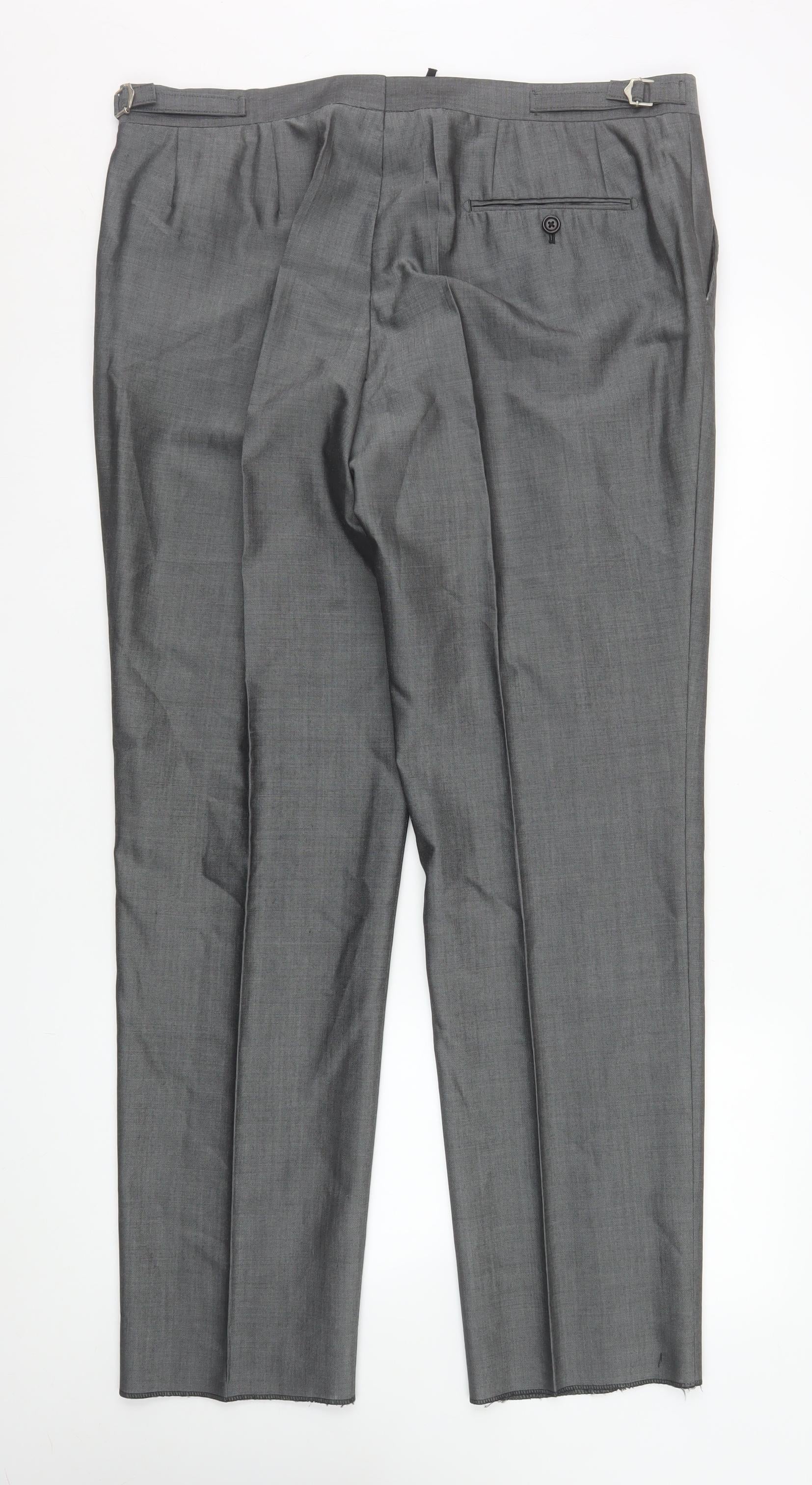 Torre Men’s Grey Wool Blend Pleated Dress Trousers 38R Formal Wedding - Image 3