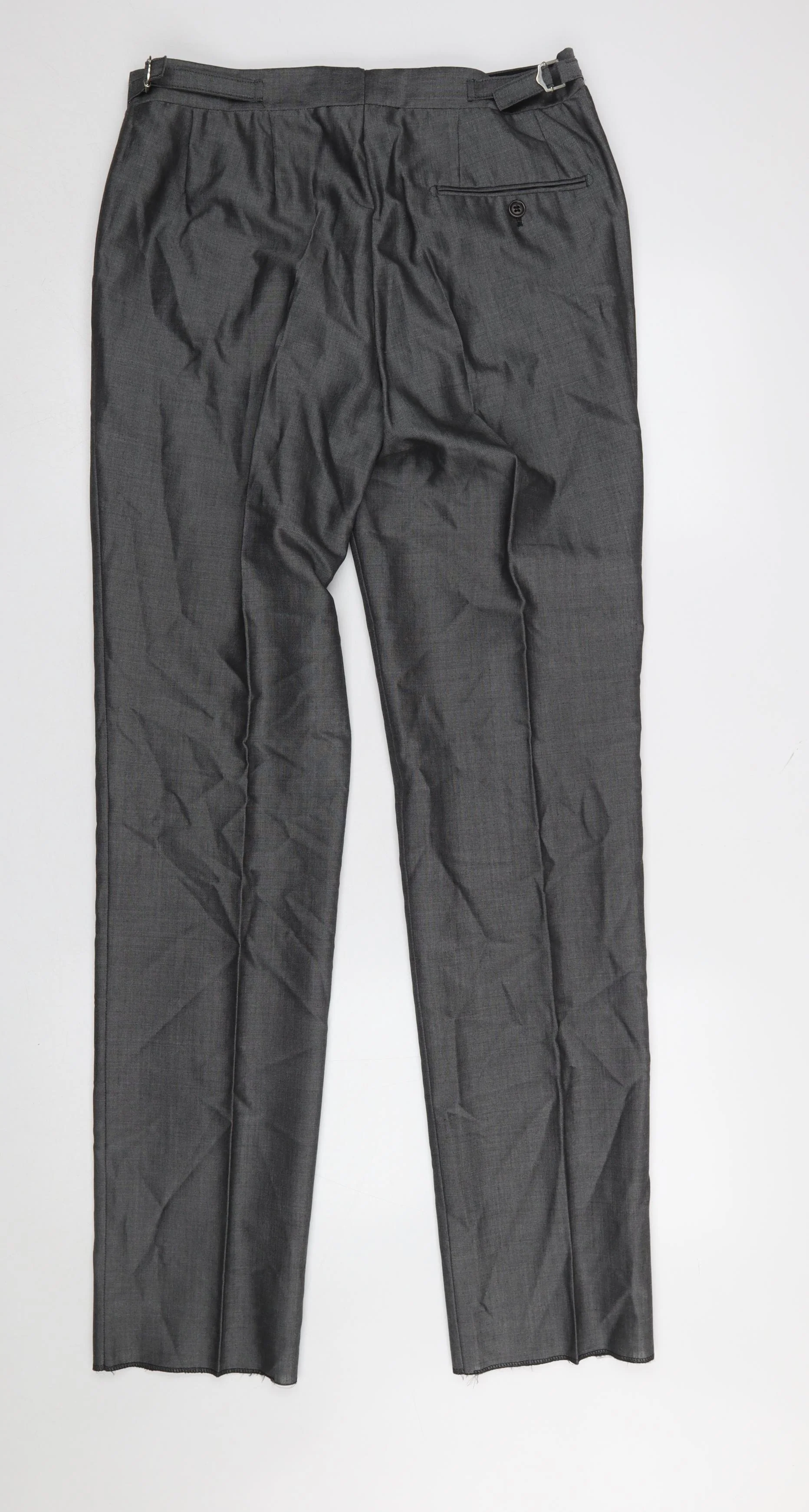 Torre Men's Grey 32L Classic Fit Wool Formal Dress Trousers - Image 3