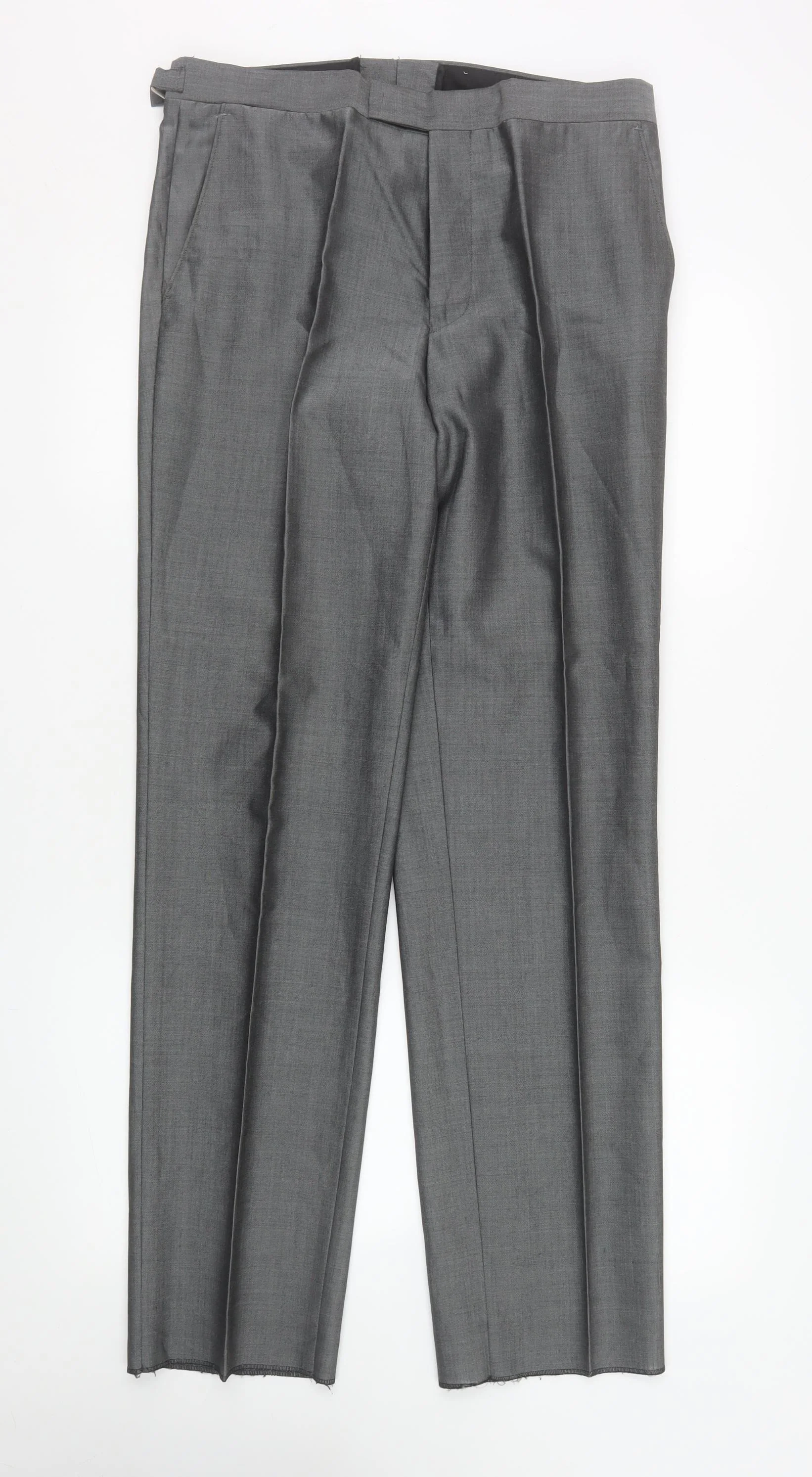 Torre Mens Grey 32R Wool Blend Pleated Formal Dress Trousers