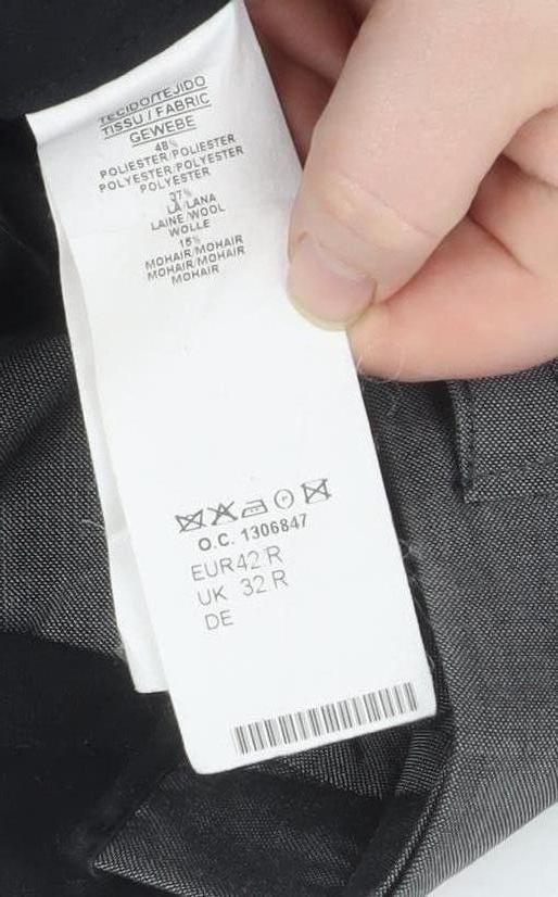 Torre Mens Grey 32R Wool Blend Pleated Formal Dress Trousers - Image 4