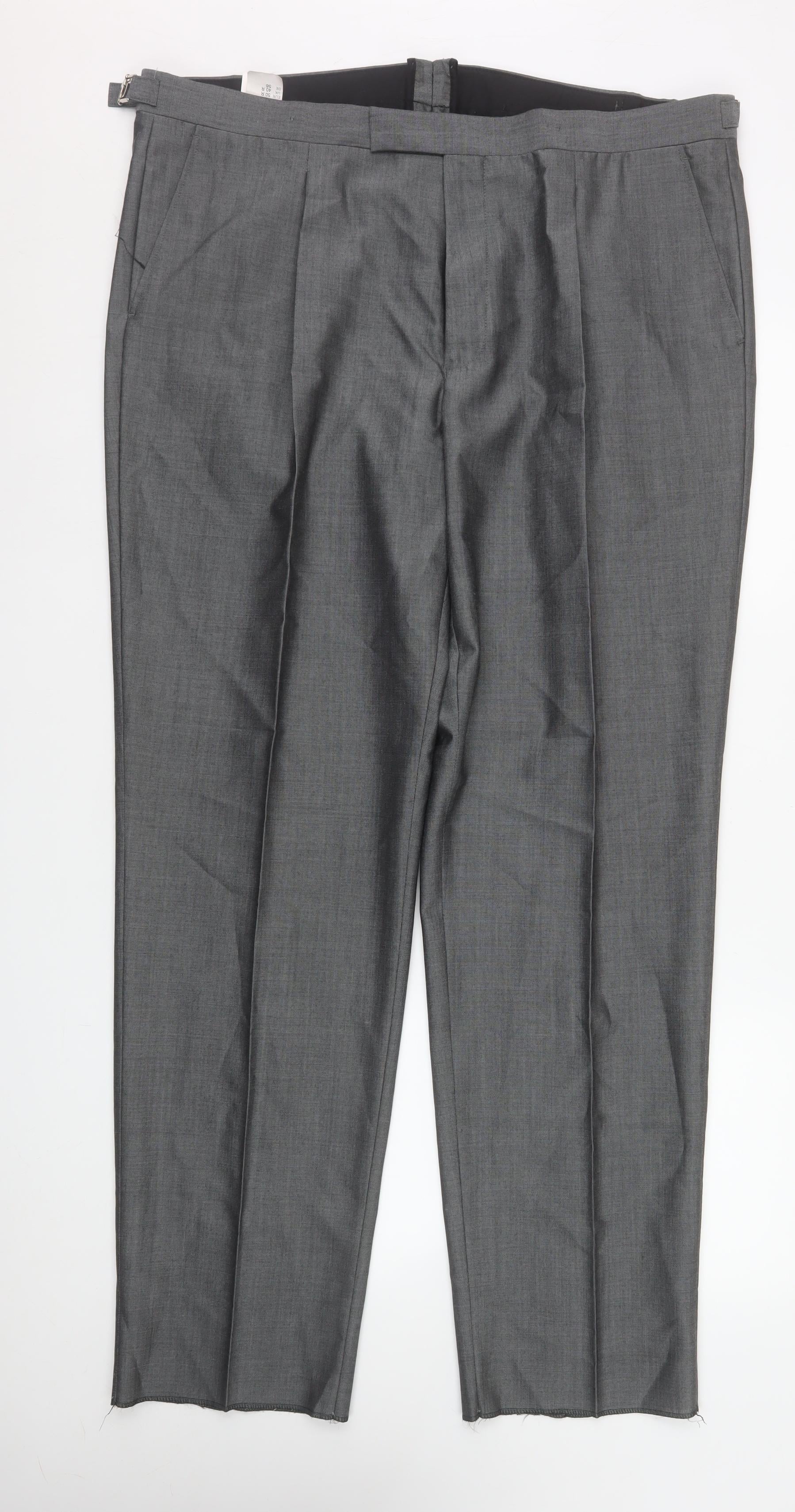 Torre Men's Grey Wool Blend Dress Pants 40R Classic Fit Pleated Trousers