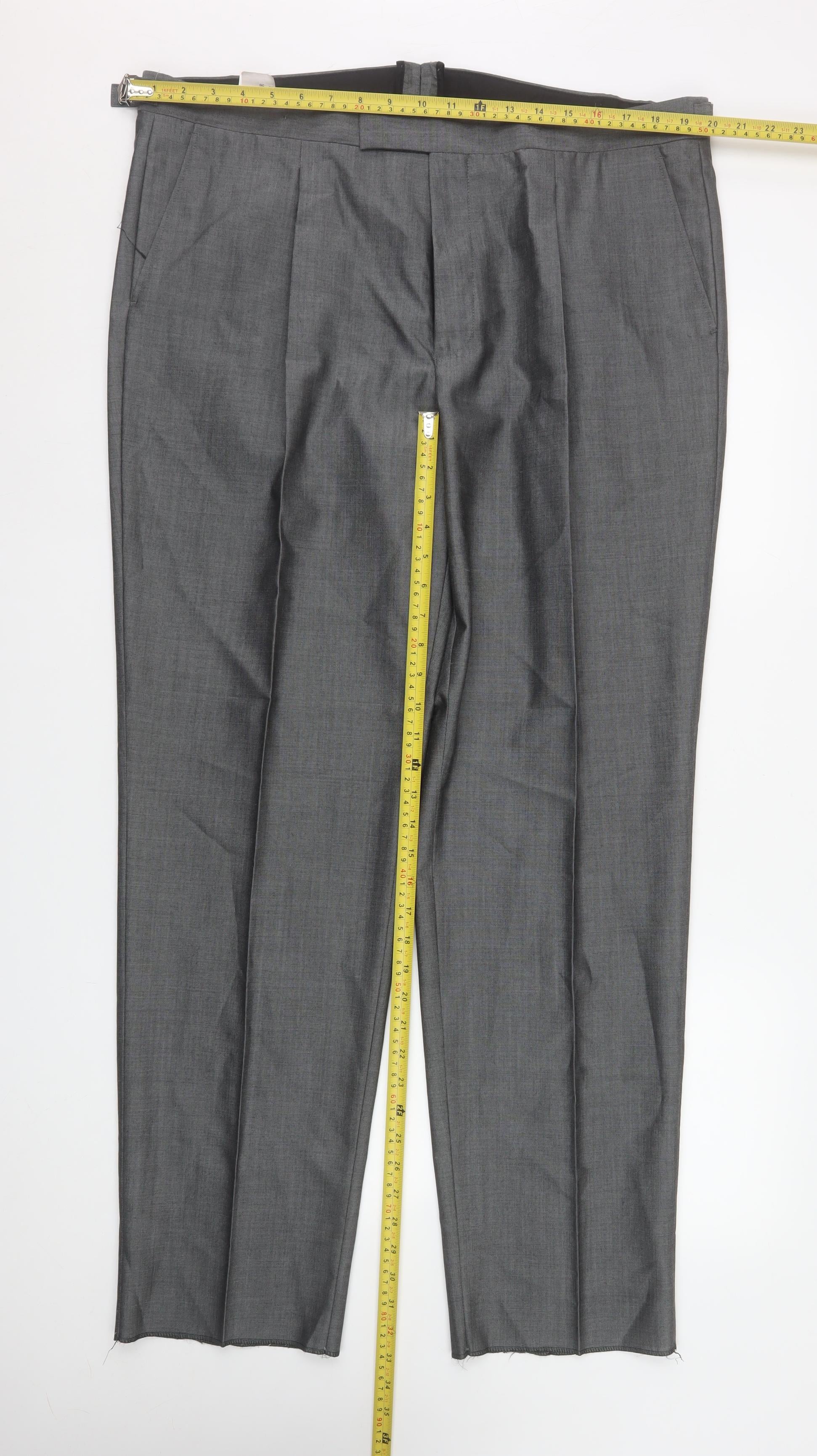 Torre Men's Grey Wool Blend Dress Pants 40R Classic Fit Pleated Trousers - Image 2