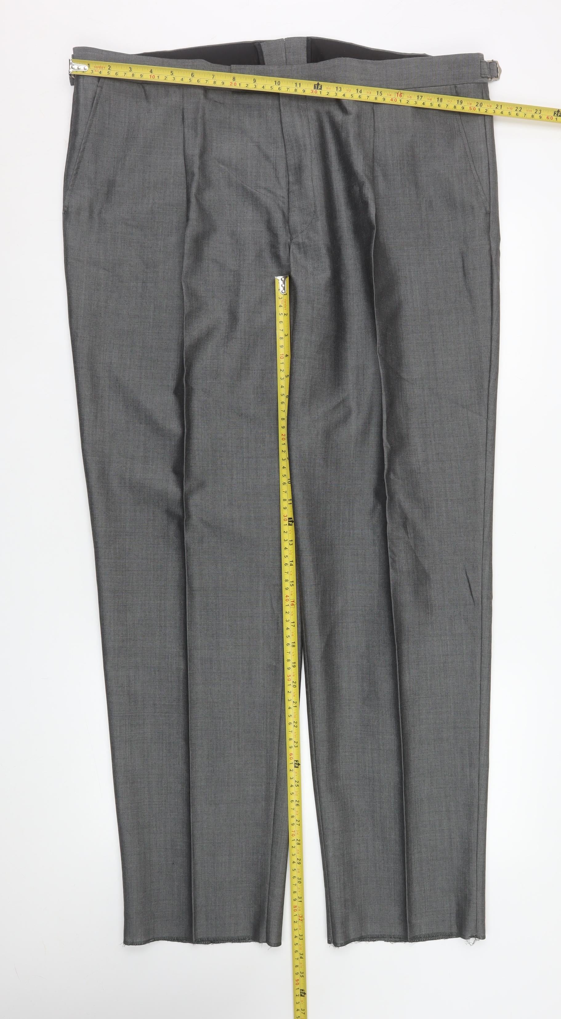 Torre Men's Grey Wool Mohair Blend Formal Dress Pants 42R - Image 2