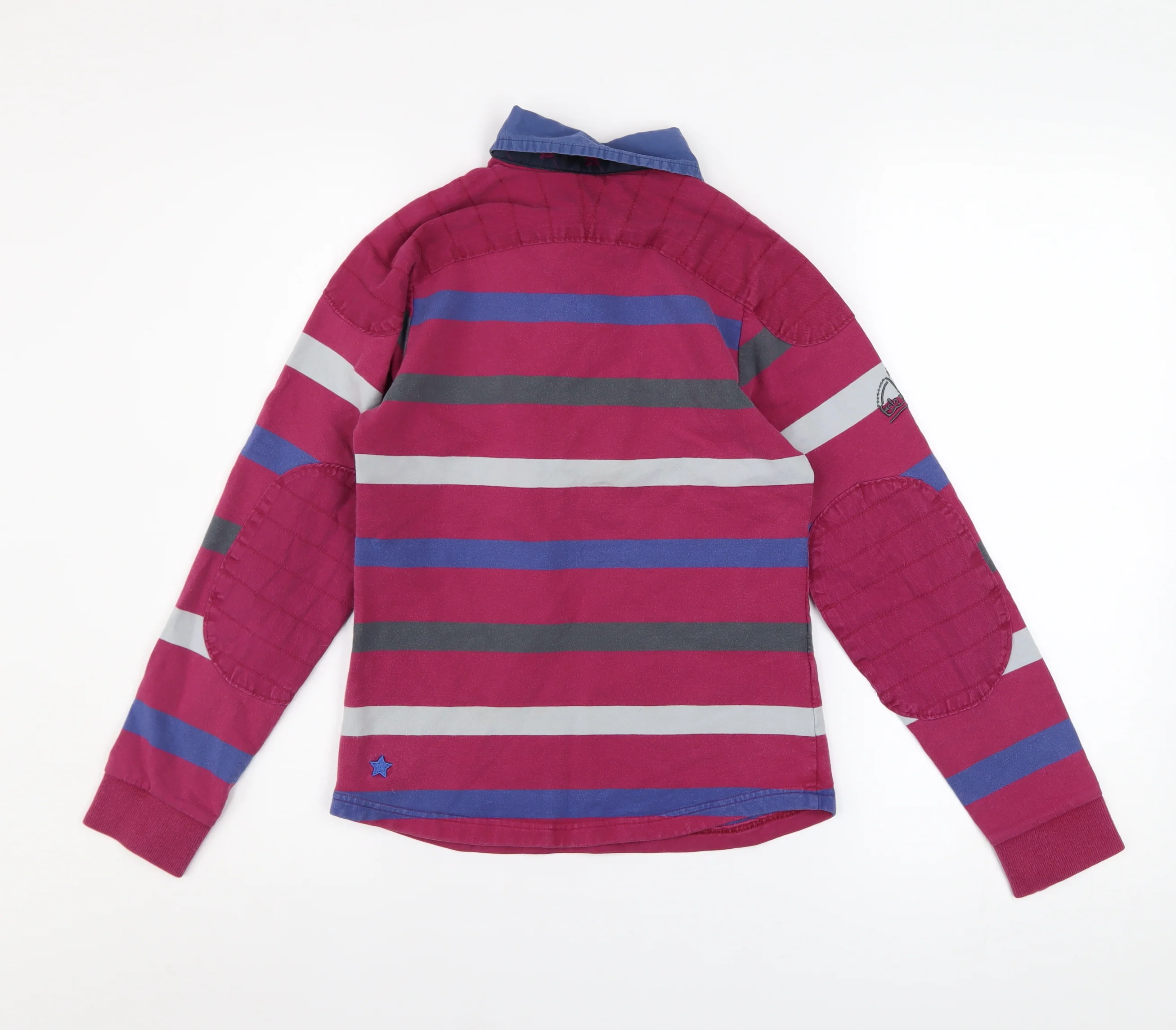 Tottie Womens XS Multicoloured Striped Polo Shirt Long Sleeve Cotton - Image 3