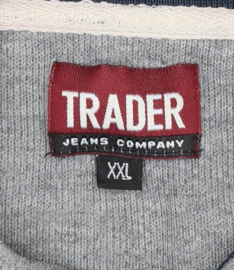 Trader Jeans Company Mens Grey 2XL 1/4 Zip Sweatshirt - Image 4