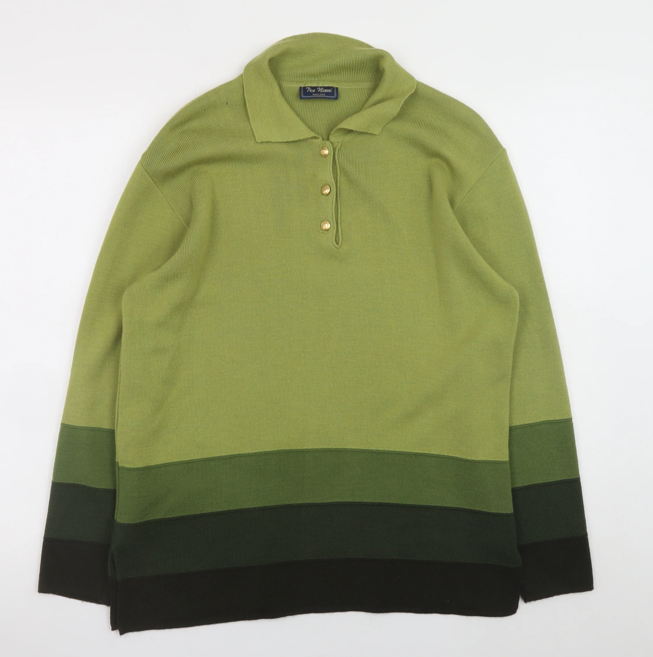 Tre Nani Women’s Green Wool Blend Collared Henley Jumper M