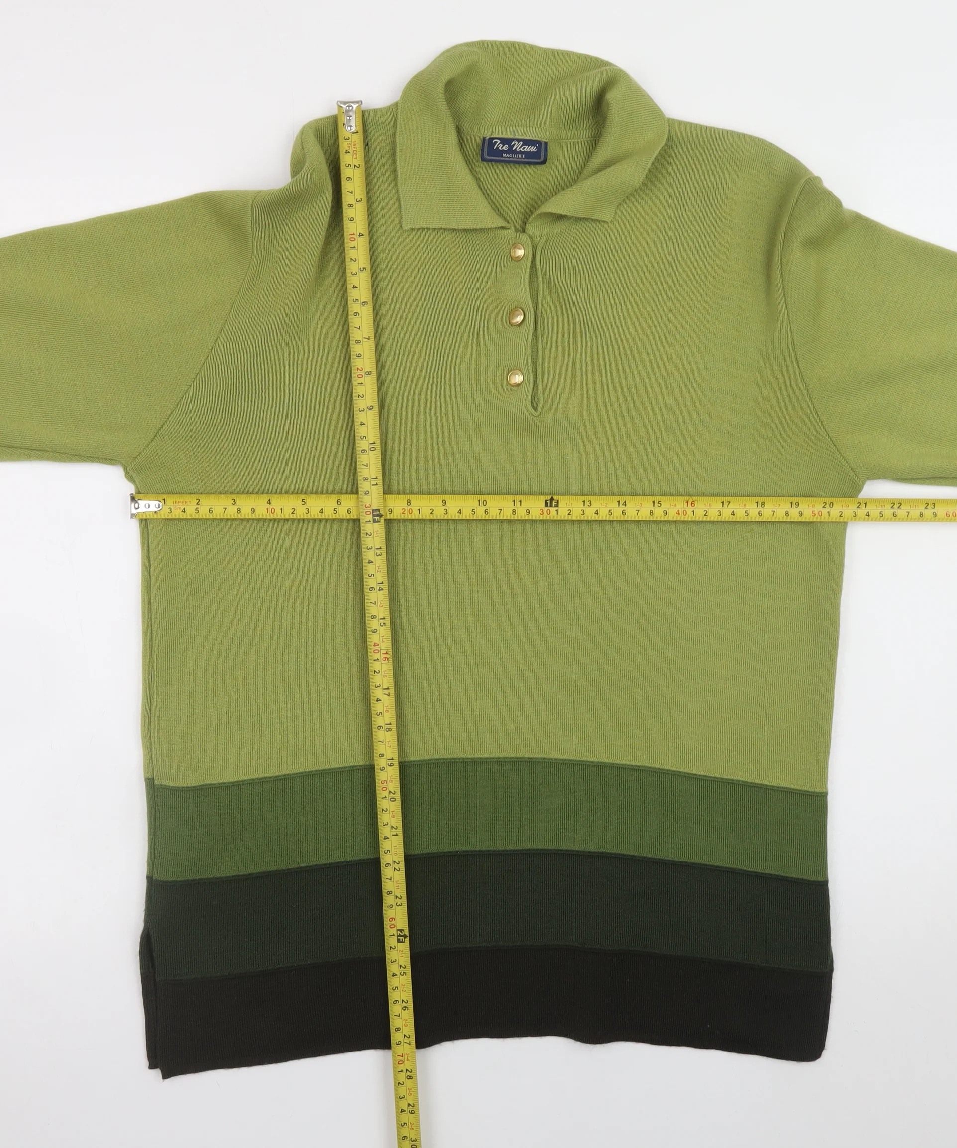 Tre Nani Women’s Green Wool Blend Collared Henley Jumper M - Image 2
