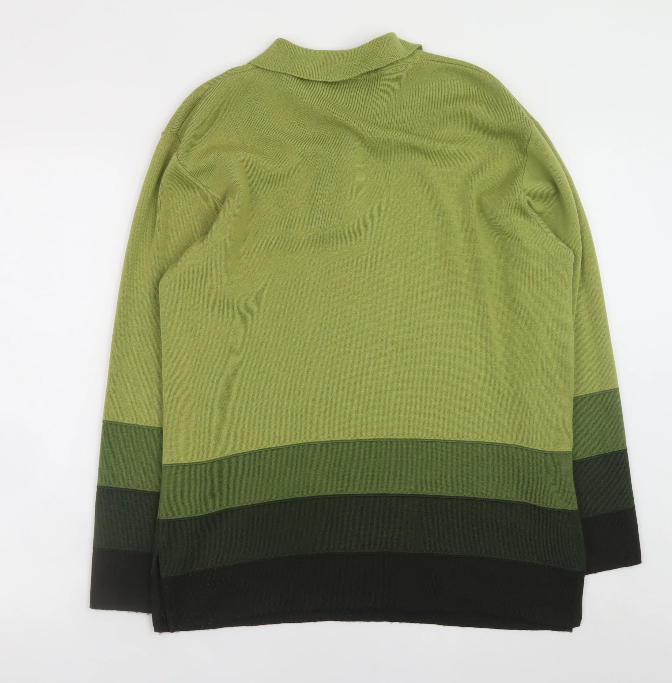 Tre Nani Women’s Green Wool Blend Collared Henley Jumper M - Image 3