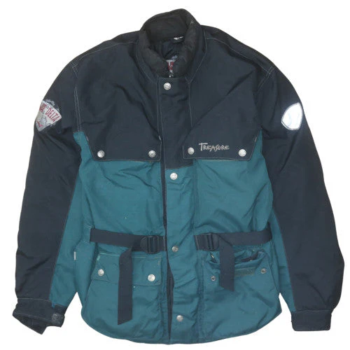 Treasure Men's XL Green Motorcycle Jacket Belted Outdoor Windproof