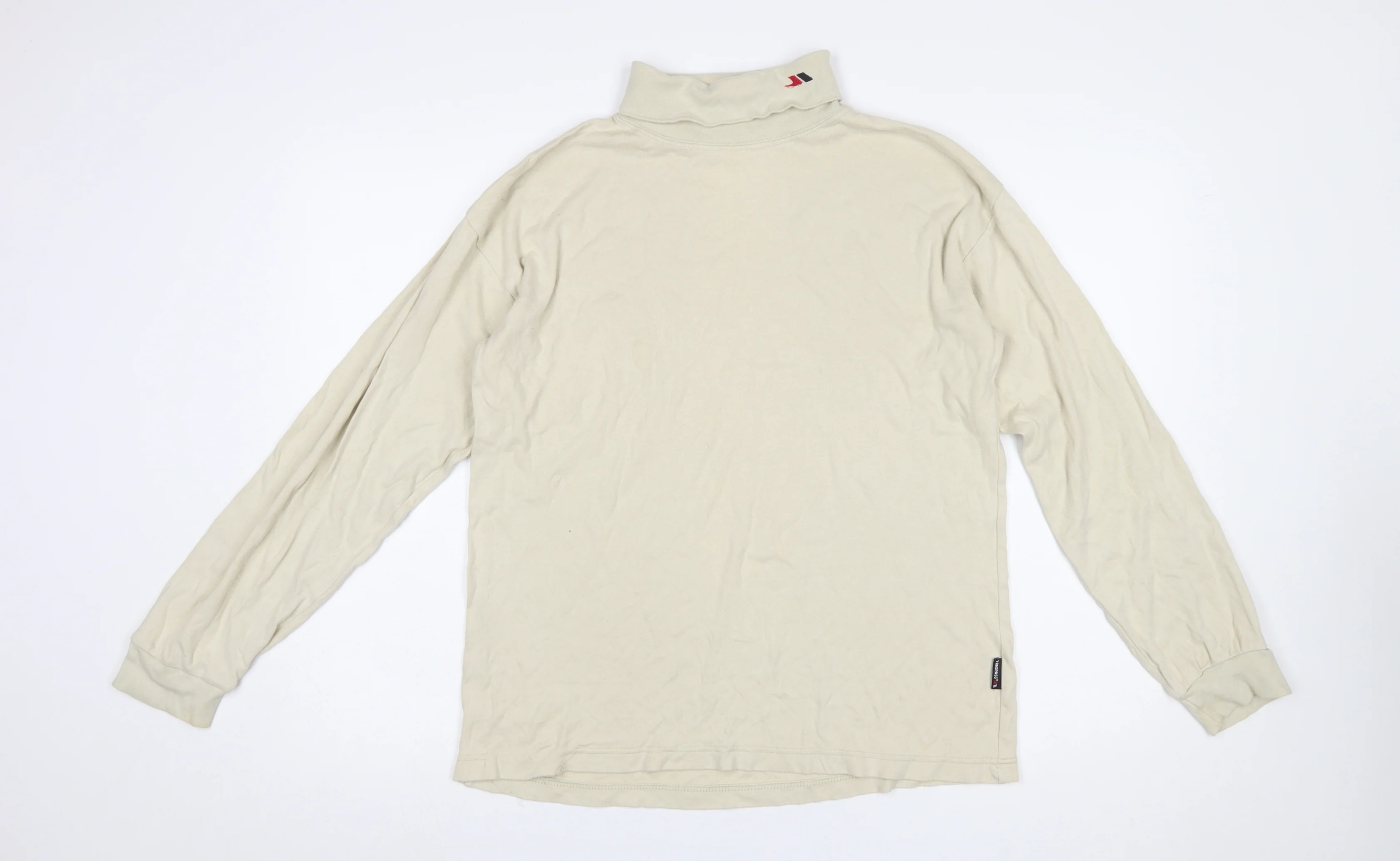 Trespass Men Beige Roll Neck Long Sleeve Cotton T-Shirt M