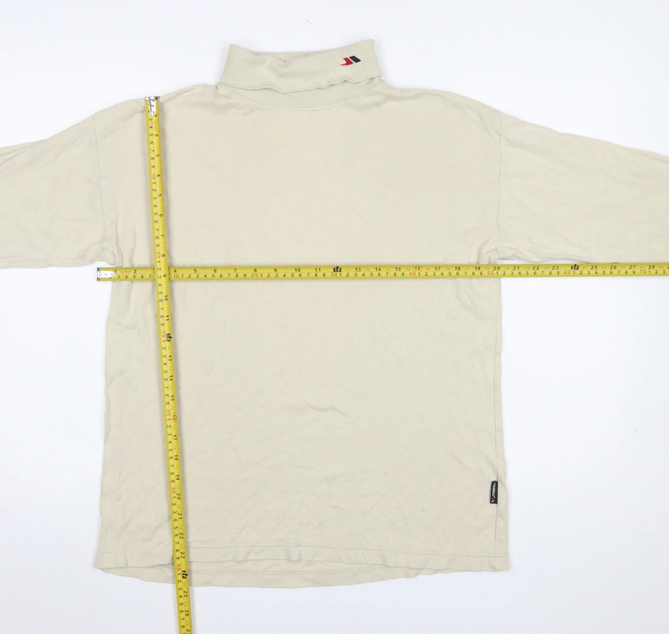 Trespass Men Beige Roll Neck Long Sleeve Cotton T-Shirt M - Image 2
