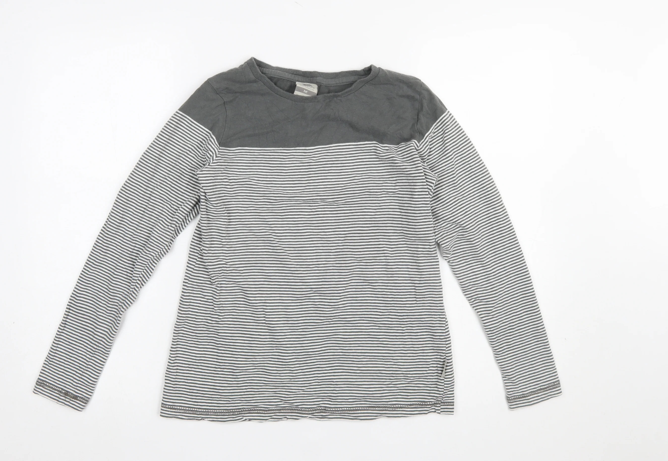 Trespass Women’s Grey Striped Long Sleeve Cotton T-Shirt Size M