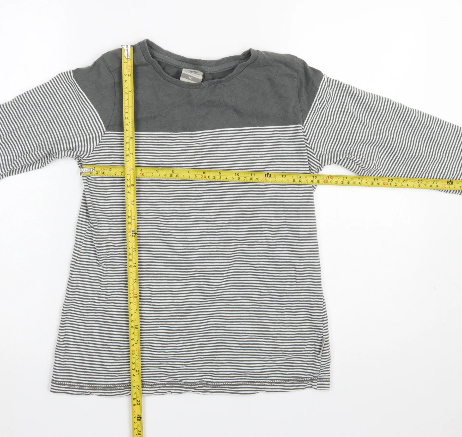 Trespass Women’s Grey Striped Long Sleeve Cotton T-Shirt Size M - Image 2