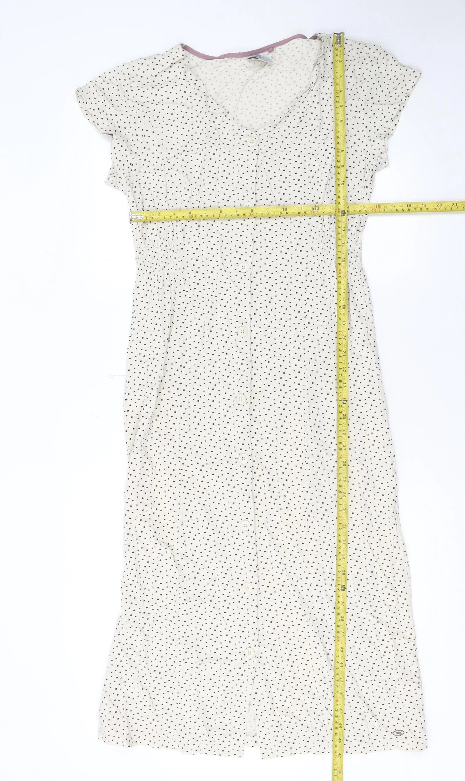 Trespass Womens Ivory Polka Dot Shirt Dress Size 10 Summer Midi - Image 2