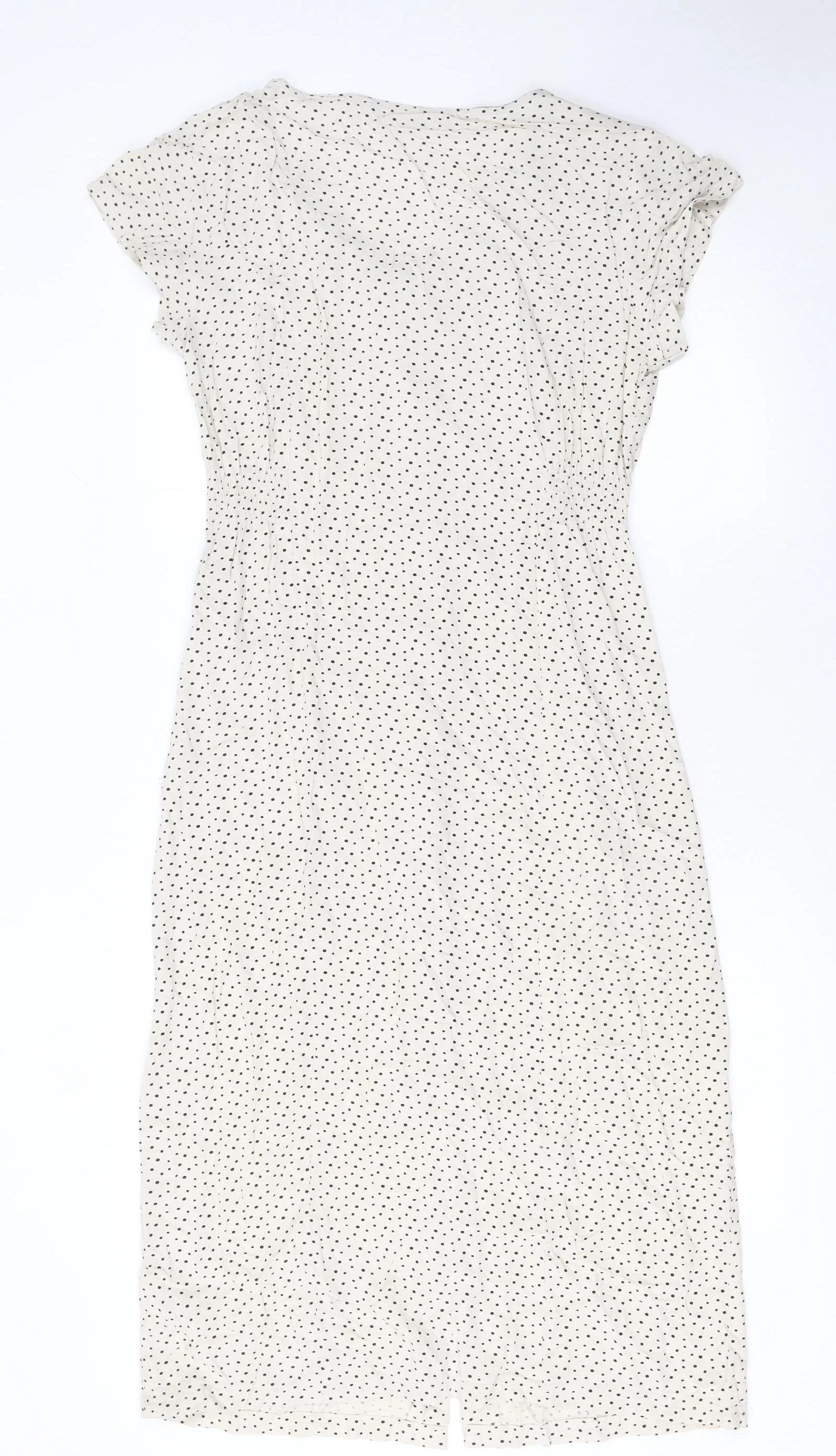 Trespass Womens Ivory Polka Dot Shirt Dress Size 10 Summer Midi - Image 3