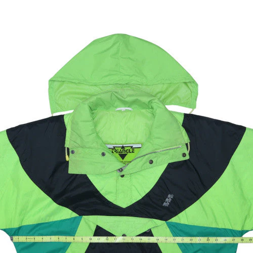 Triangle Mens Green Black Windbreaker Hooded Anorak Jacket Size M - Image 3