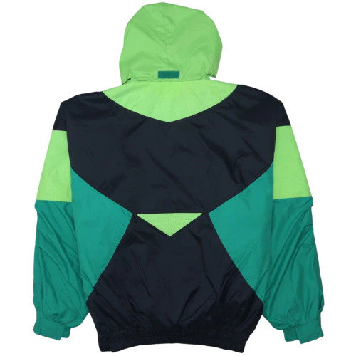 Triangle Mens Green Black Windbreaker Hooded Anorak Jacket Size M - Image 4