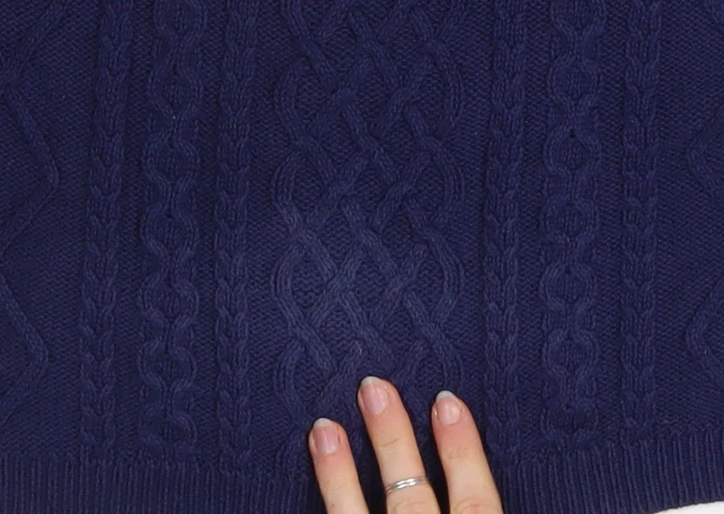 TRU Collection Women's Blue Cotton Cable-Knit Jumper Size L - Image 6