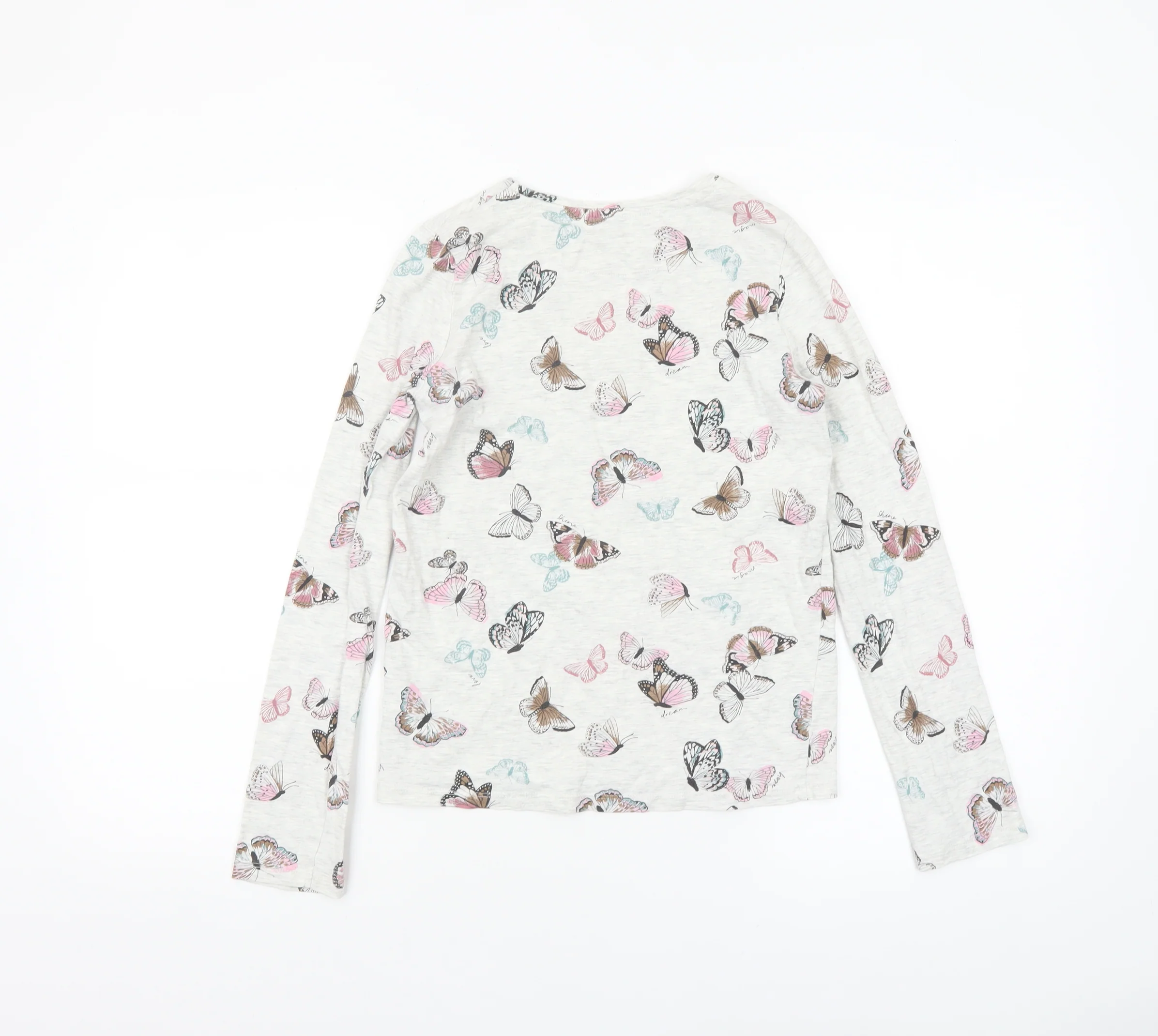 Tu Girls Ivory Butterfly Print Long Sleeve Cotton T-Shirt Size 12 Years - Image 3