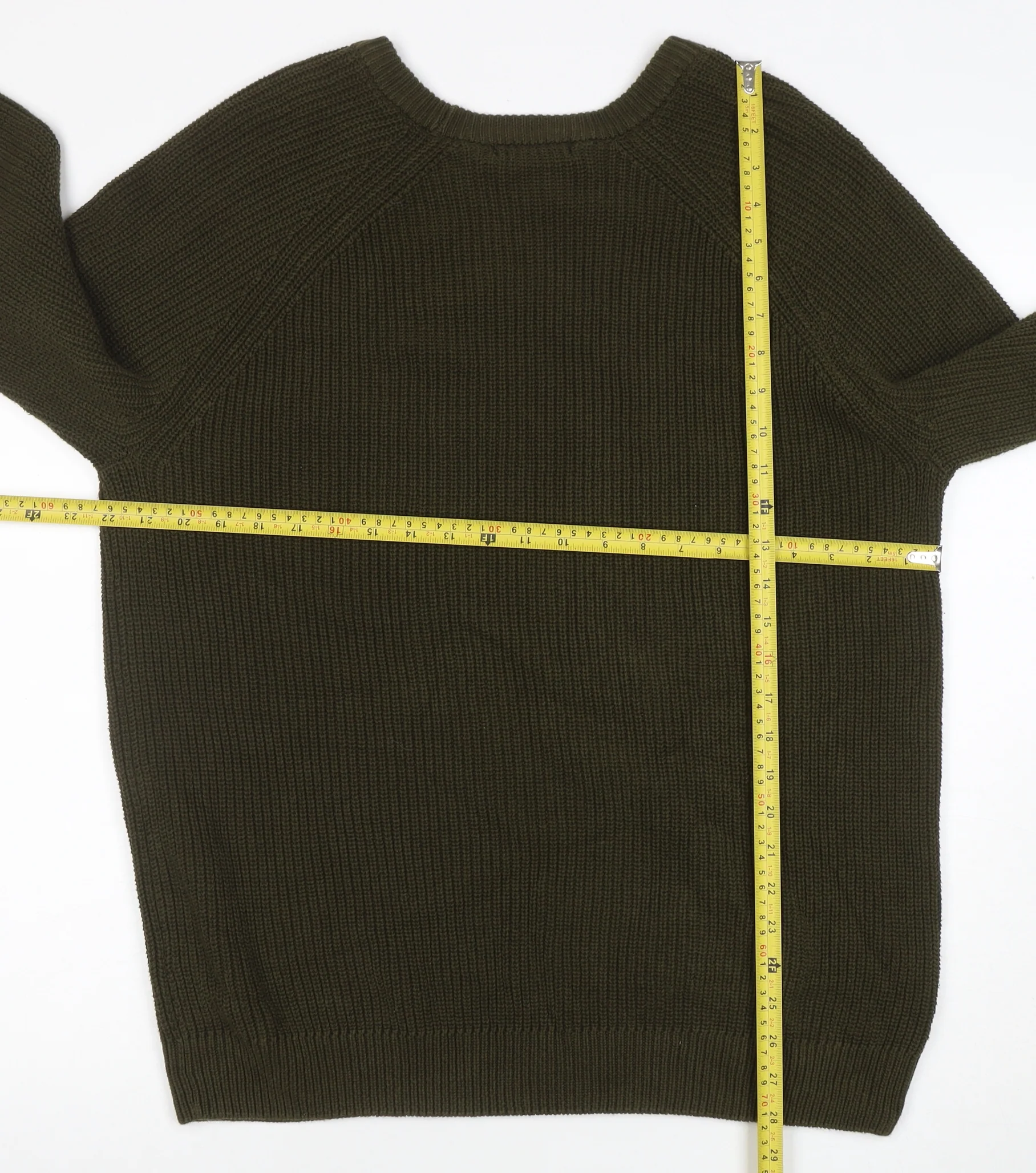 Tu Men Green Cotton Crew Neck Chunky Knit Jumper L - Image 2