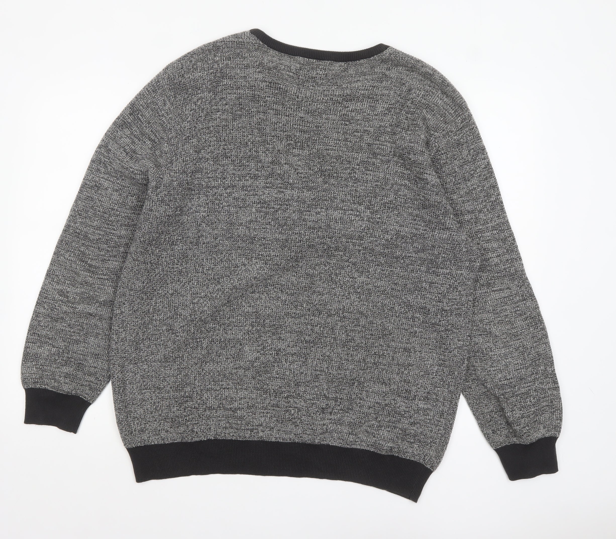 Tu Men Grey Cotton Crew Neck Pullover Jumper Size L - Image 3