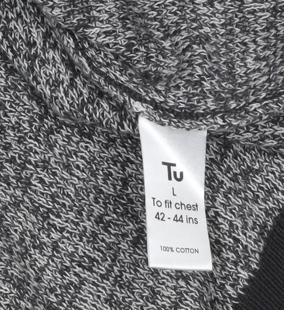Tu Men Grey Cotton Crew Neck Pullover Jumper Size L - Image 4