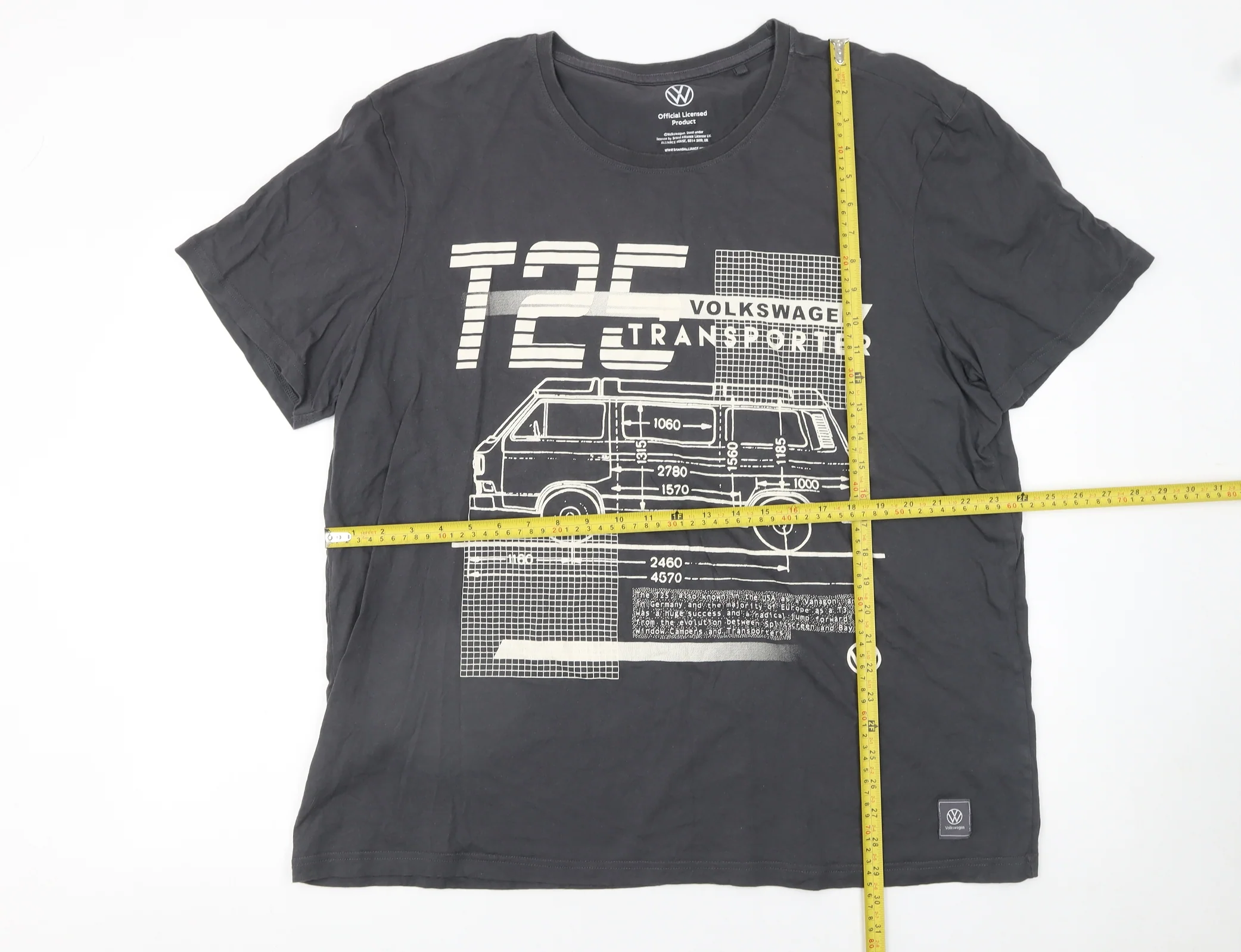Tu Men’s Black Volkswagen Transporter Graphic Cotton T-Shirt 2XL - Image 2