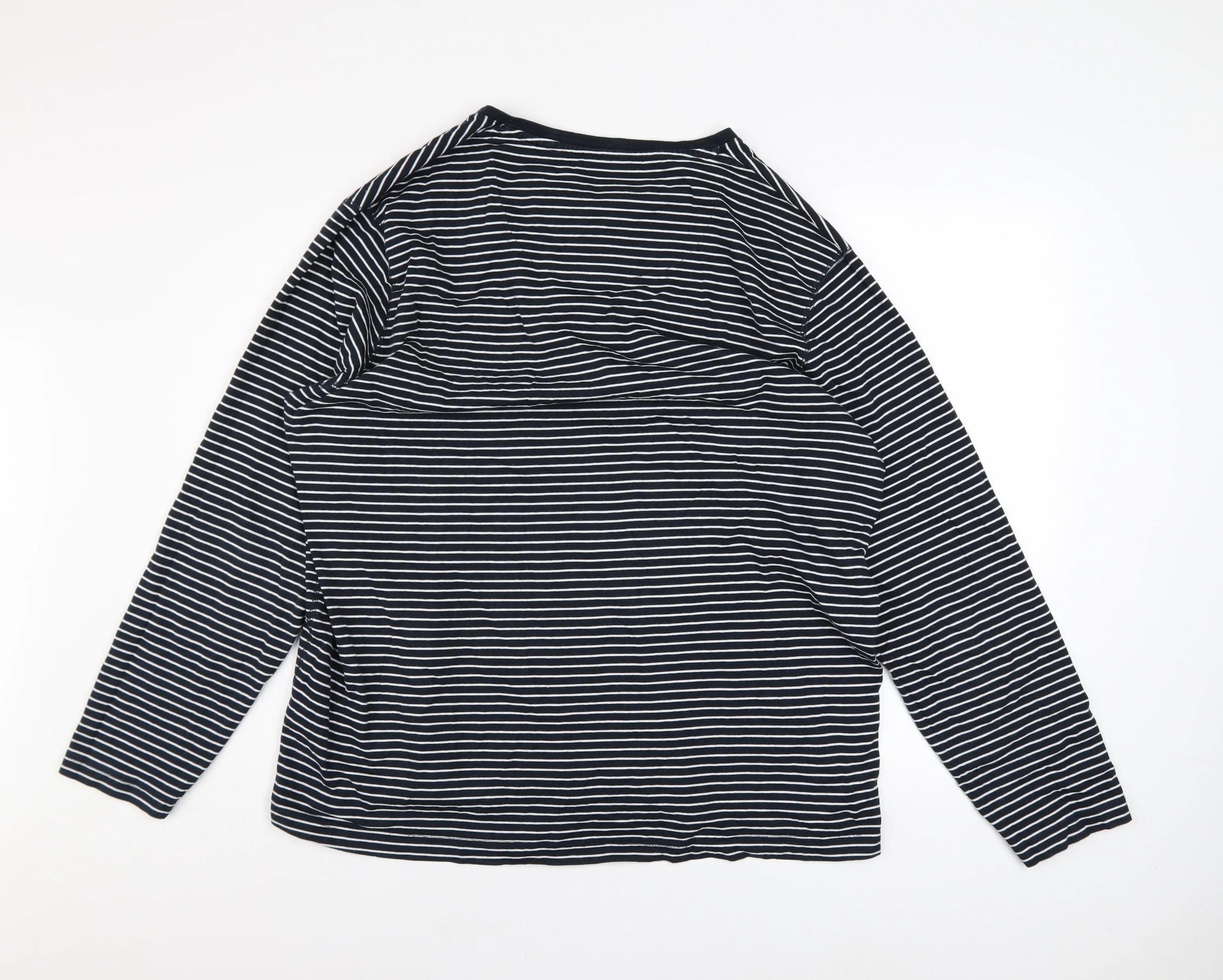 TU Men’s Blue Striped Henley Sweatshirt 2XL Regular Fit Cotton - Image 3
