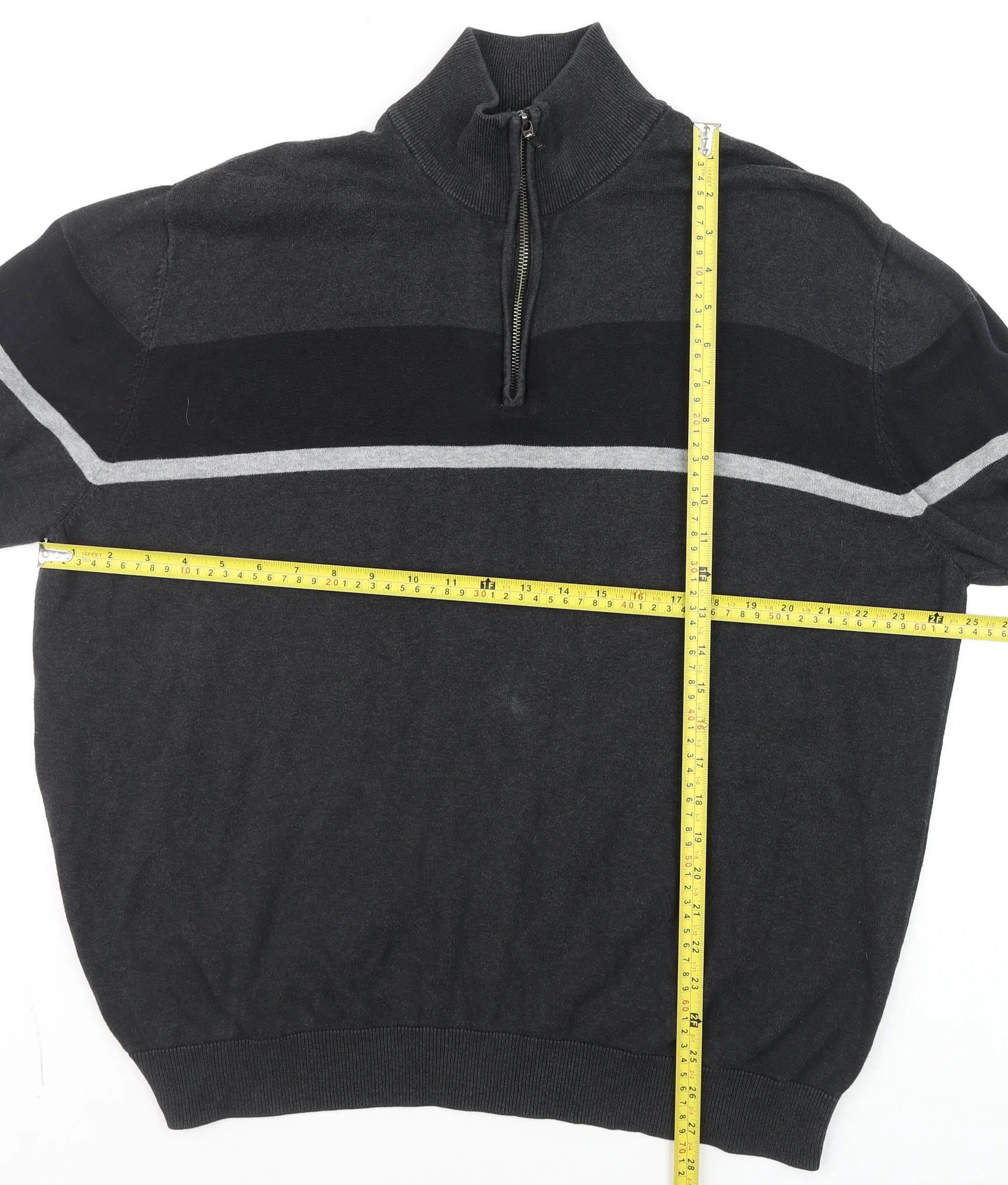 Tu Men’s Grey 2XL Half Zip Cotton Jumper High Neck Knitwear - Image 2
