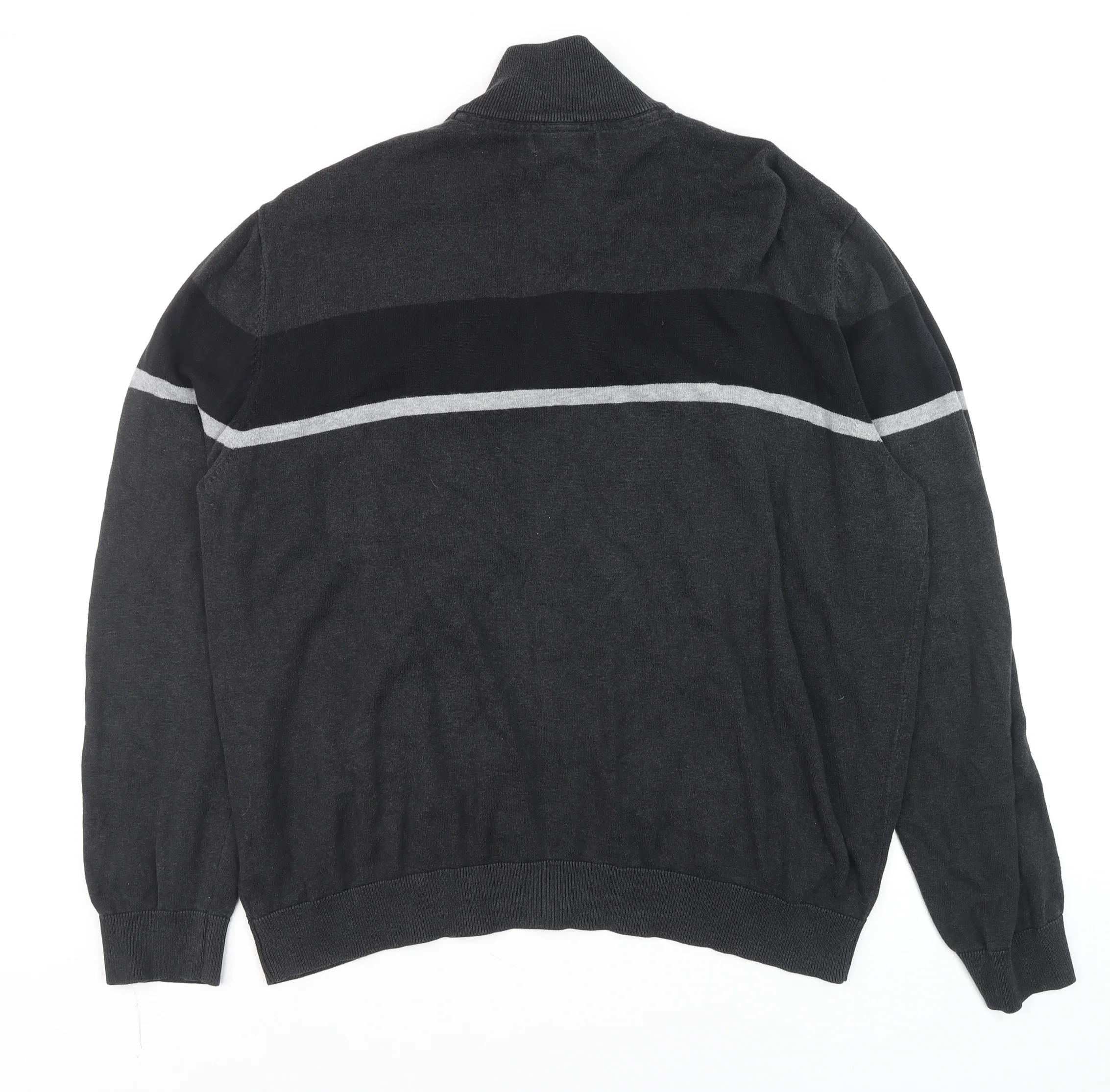 Tu Men’s Grey 2XL Half Zip Cotton Jumper High Neck Knitwear - Image 3