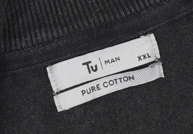 Tu Men’s Grey 2XL Half Zip Cotton Jumper High Neck Knitwear - Image 4