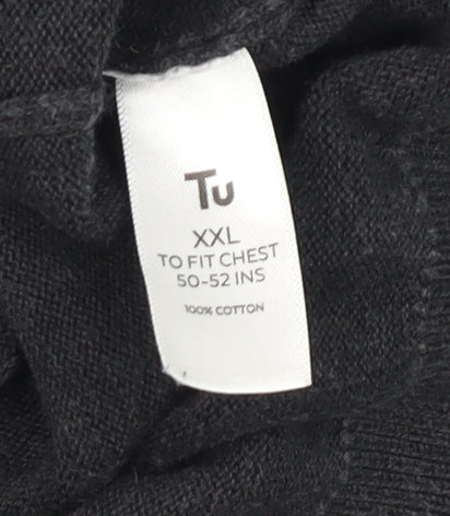 Tu Men’s Grey 2XL Half Zip Cotton Jumper High Neck Knitwear - Image 5
