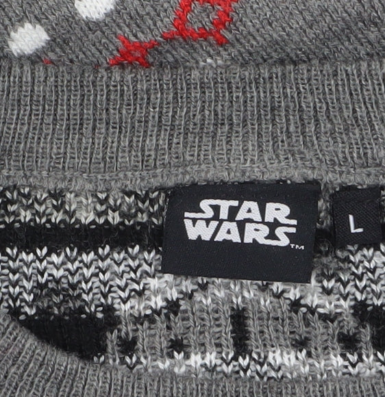 Tu Men’s Grey Star Wars Christmas Pullover Jumper L - Image 5